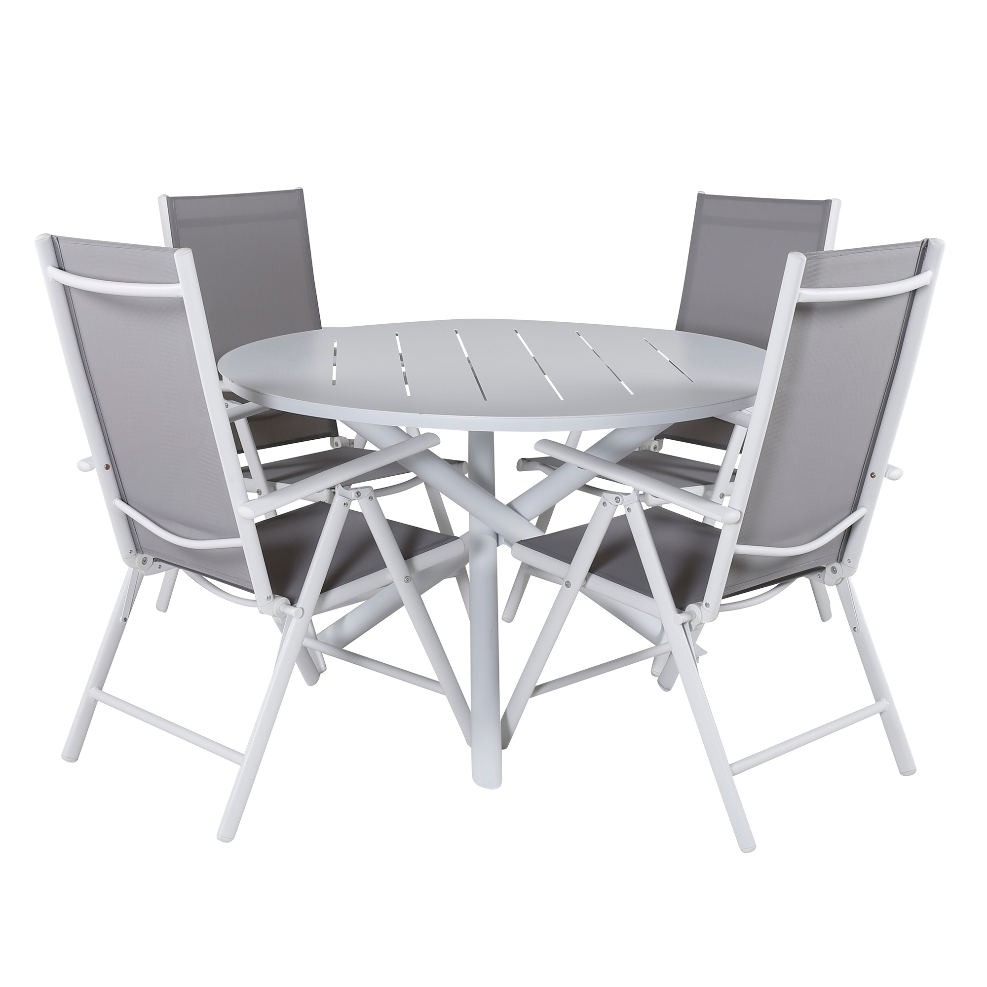Alma Dining Table - White Alu - ø120cm+Break 5:pos Chair - W Vit