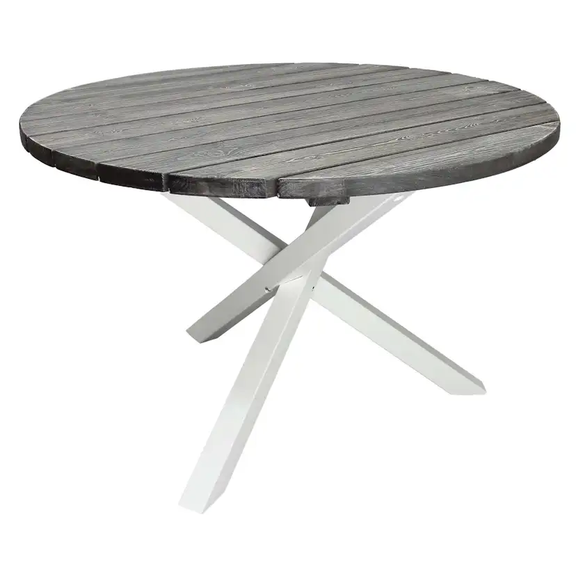 Trädgårdsbord Baltic Garden Scottsdale Round Shabby Chic grå med vita ben, Ø 112 cm