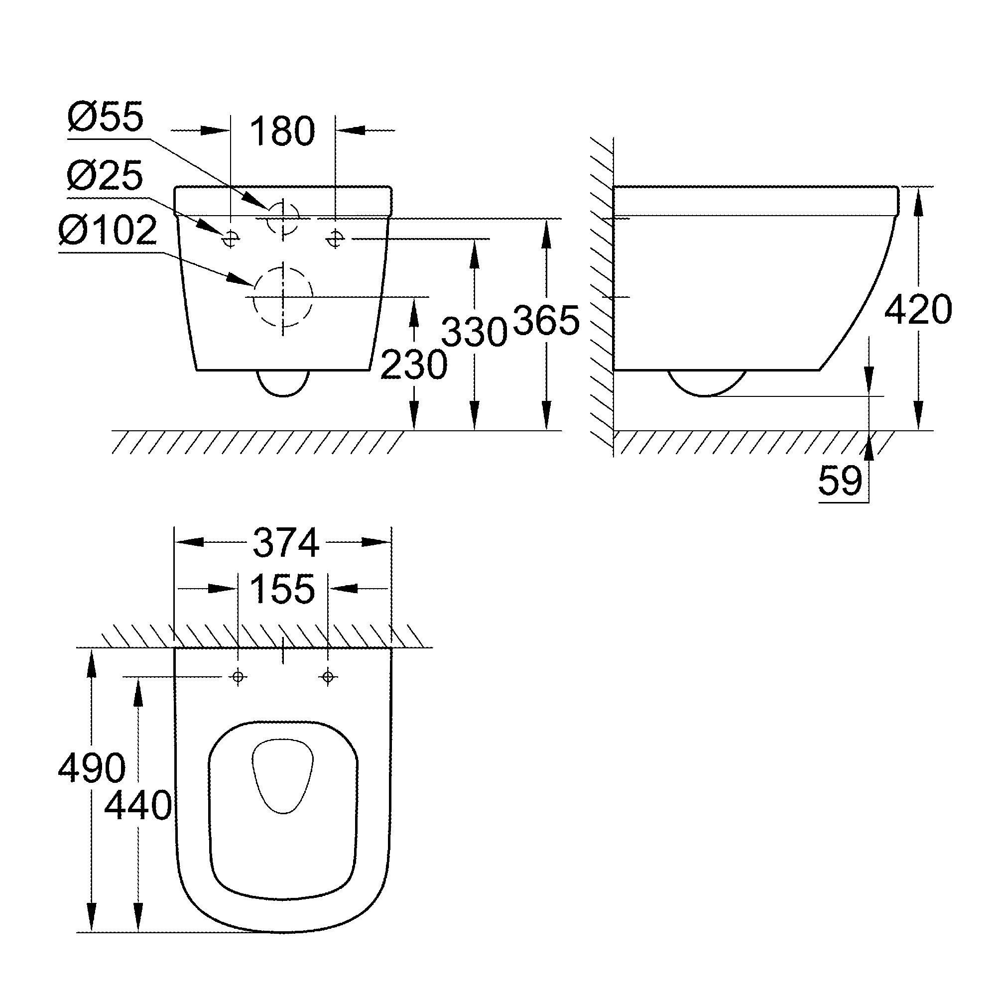 Vägghängd Toalettstol Grohe Euro Ceramic 39206