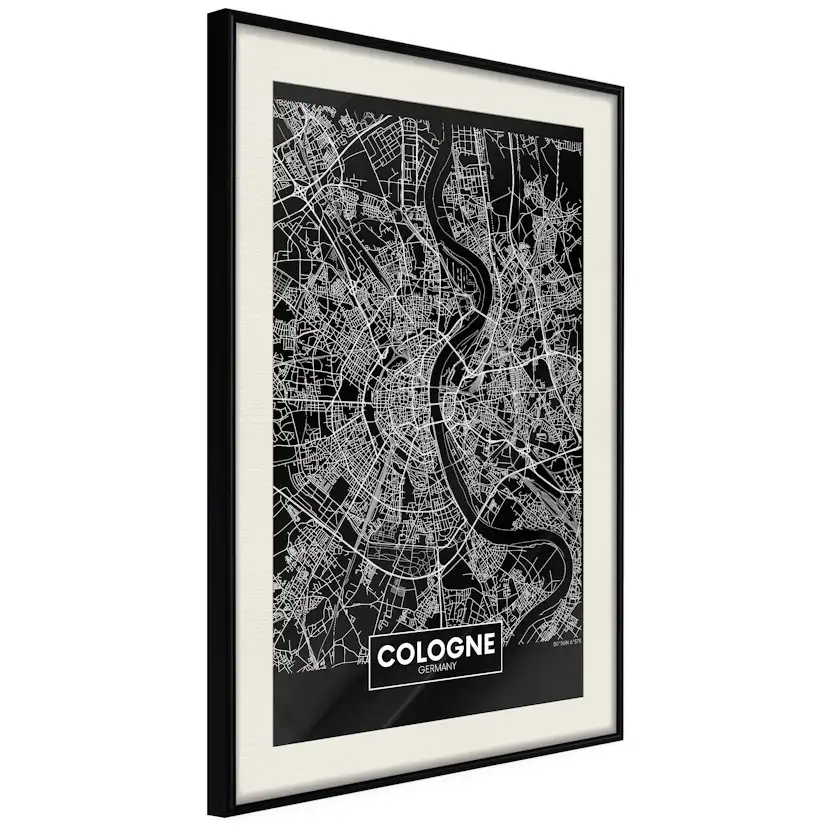 Poster Artgeist Affisch Dark Map of Cologne