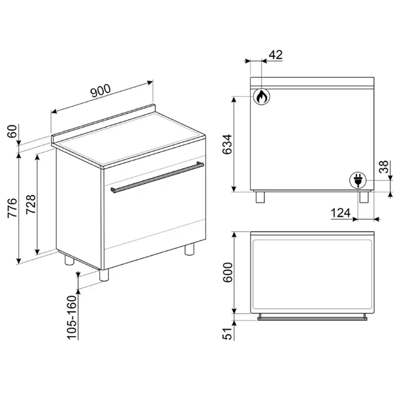 Gasspis Smeg CX91GMBL Concerto Svart Ergonomisk och Smart Design
