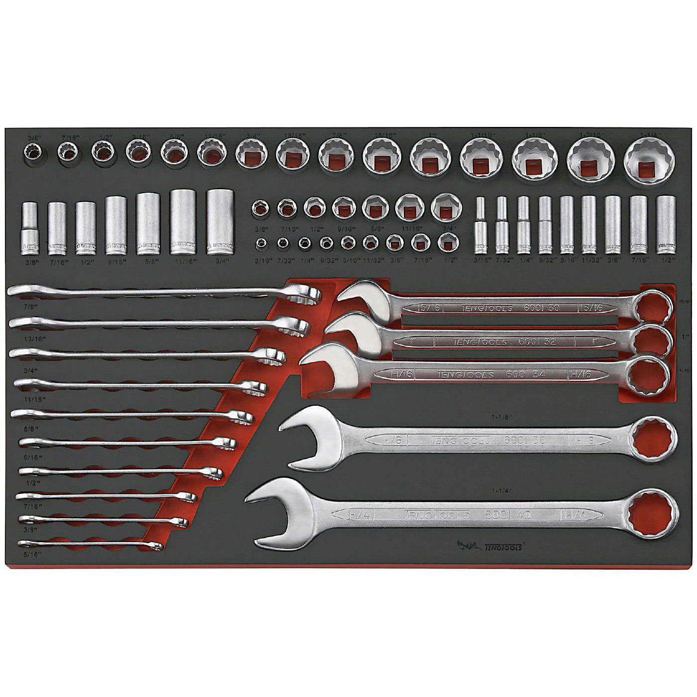 U-ringnyckel- och hylssats 62 delar Teng Tools TTEAF62