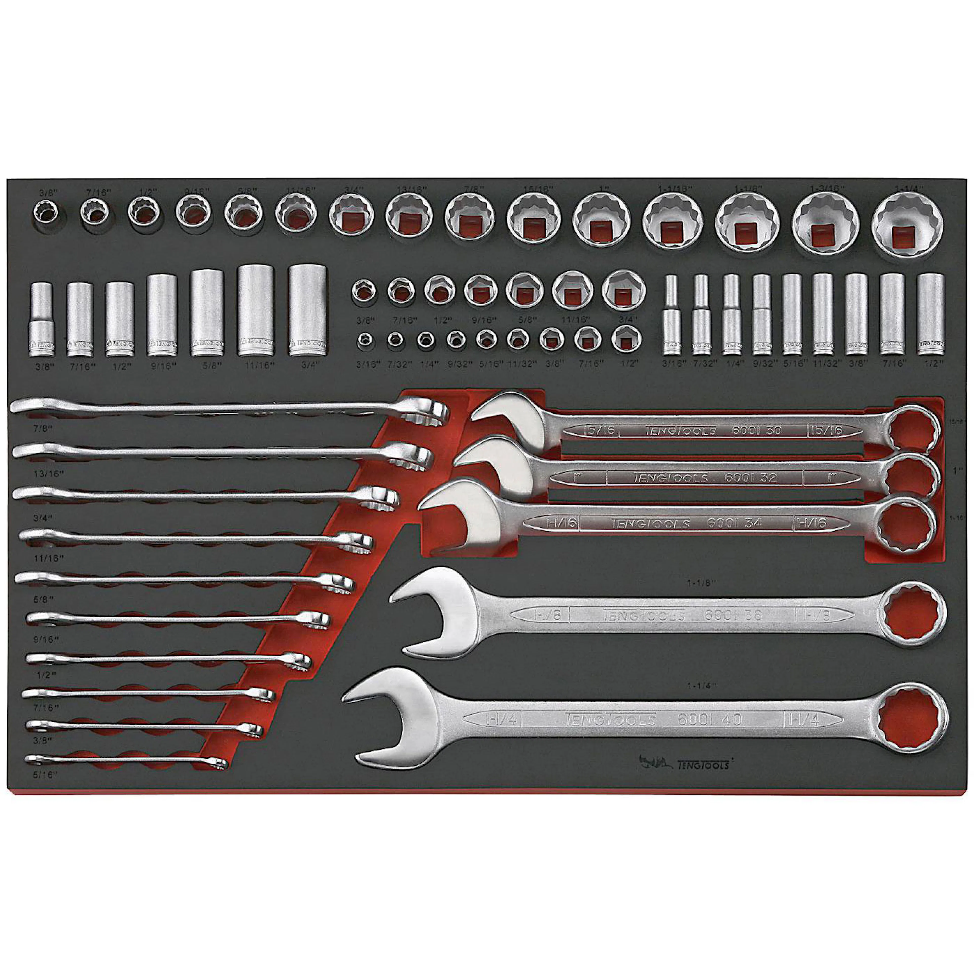 U-ringnyckel- och hylssats 62 delar Teng Tools TTEAF62