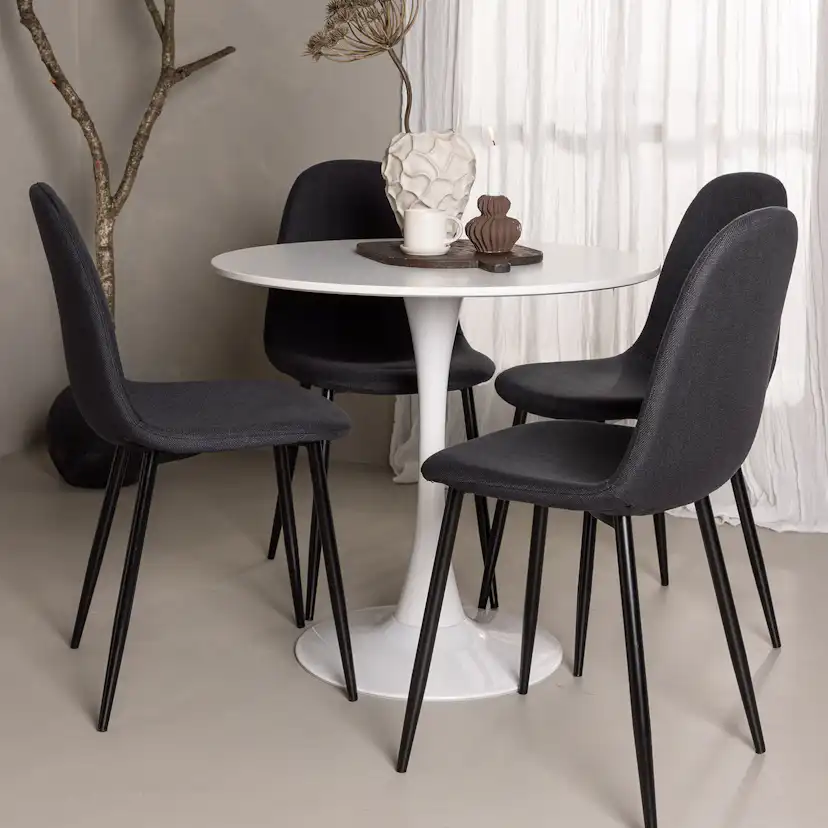 Matgrupp Venture Home Hamden Ø80 cm med 4 Polar stolar