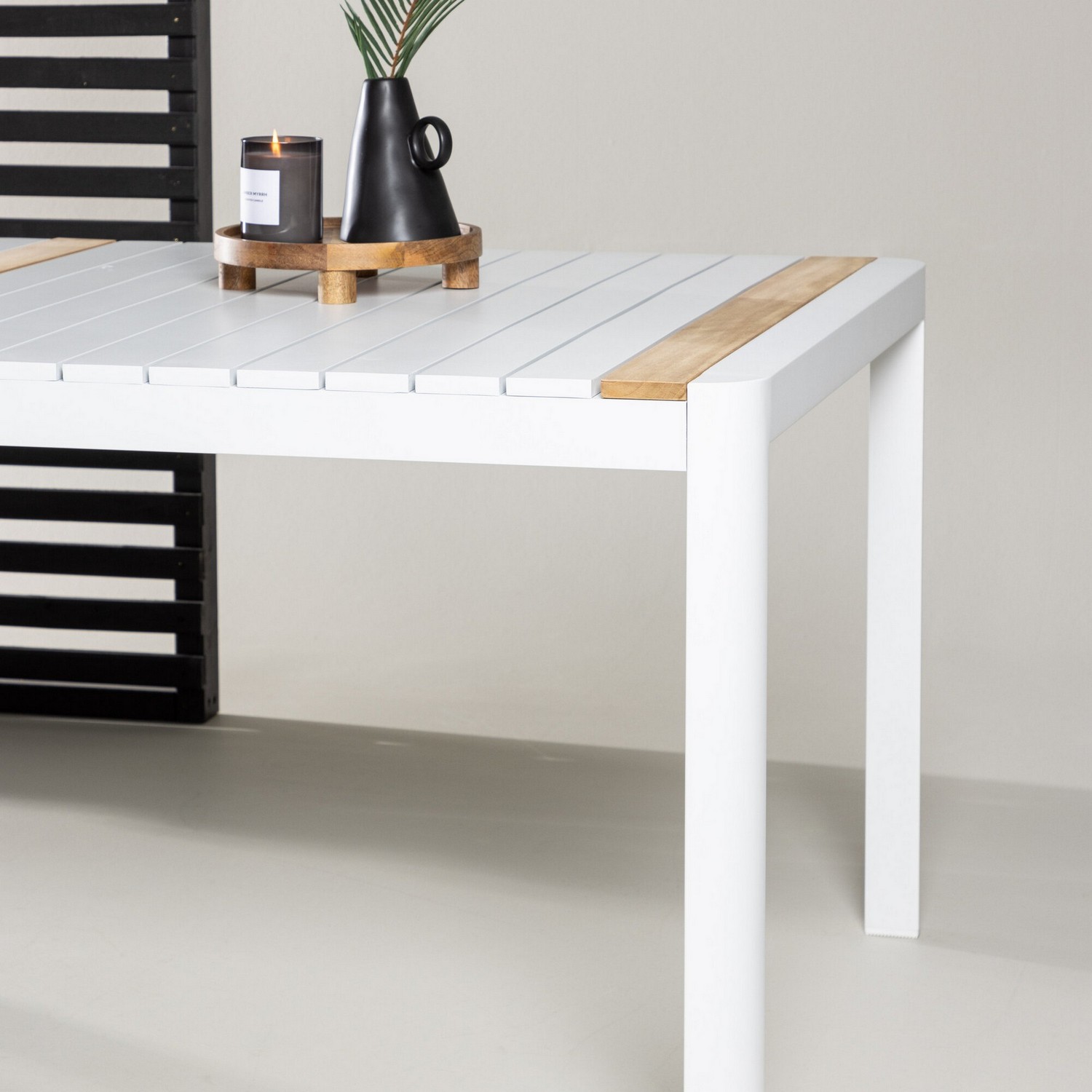Togo Dining Table, White, Teak, Aluminum Vit