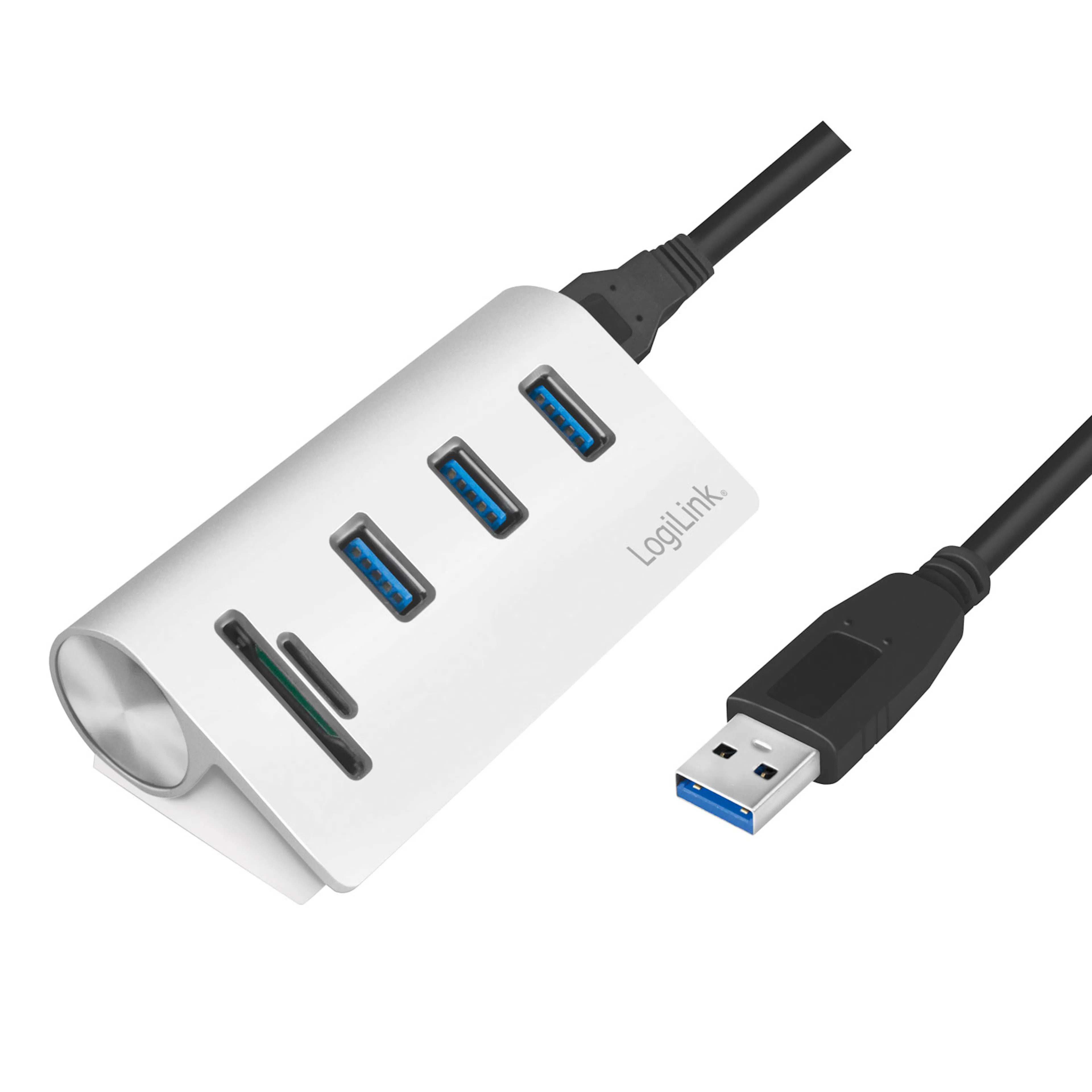 USB3.0 3-port hub LogiLink Med Minneskortsläsare