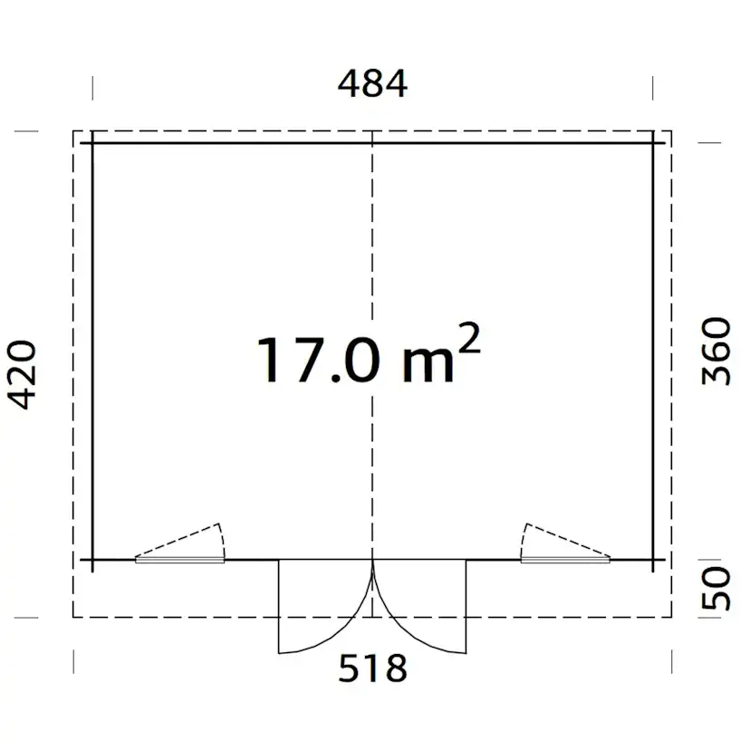 Klara 17,4 m2 (inv. 17,0 m2) Obehandlad
