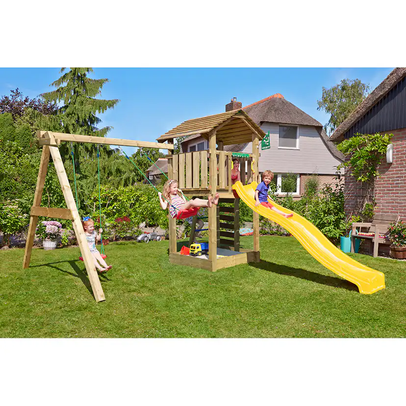 Lektorn Jungle Gym Cottage 2.1 Gungmodul & Gul Rutschkana