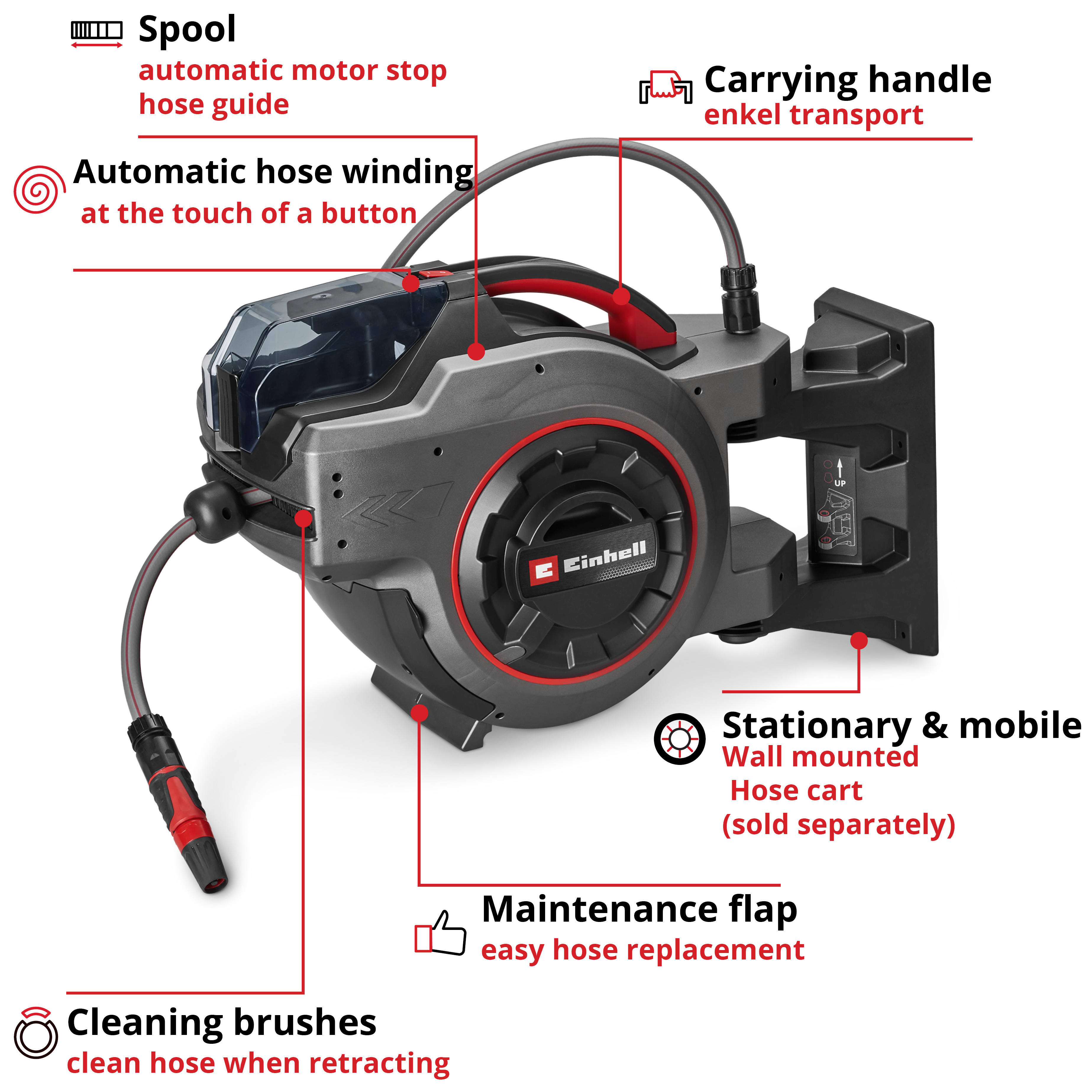 Slangvinda Einhell GE-HR 18/30-1 Li Utan Batteri & Laddare