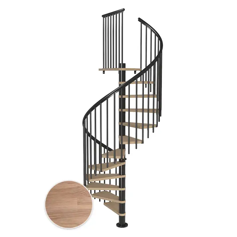 MONTREAL spiral ek vit oljad antracit CLASSIC4 12T Ø140 Antracit, D: 1400 mm, Golv till golv höjd: 2700-3090 mm, 12+1 steg