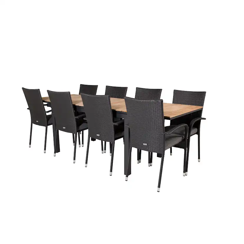 Matgrupp Utomhus Venture Home Meya 160/240 med 8 Asta Trädgårdsstolar