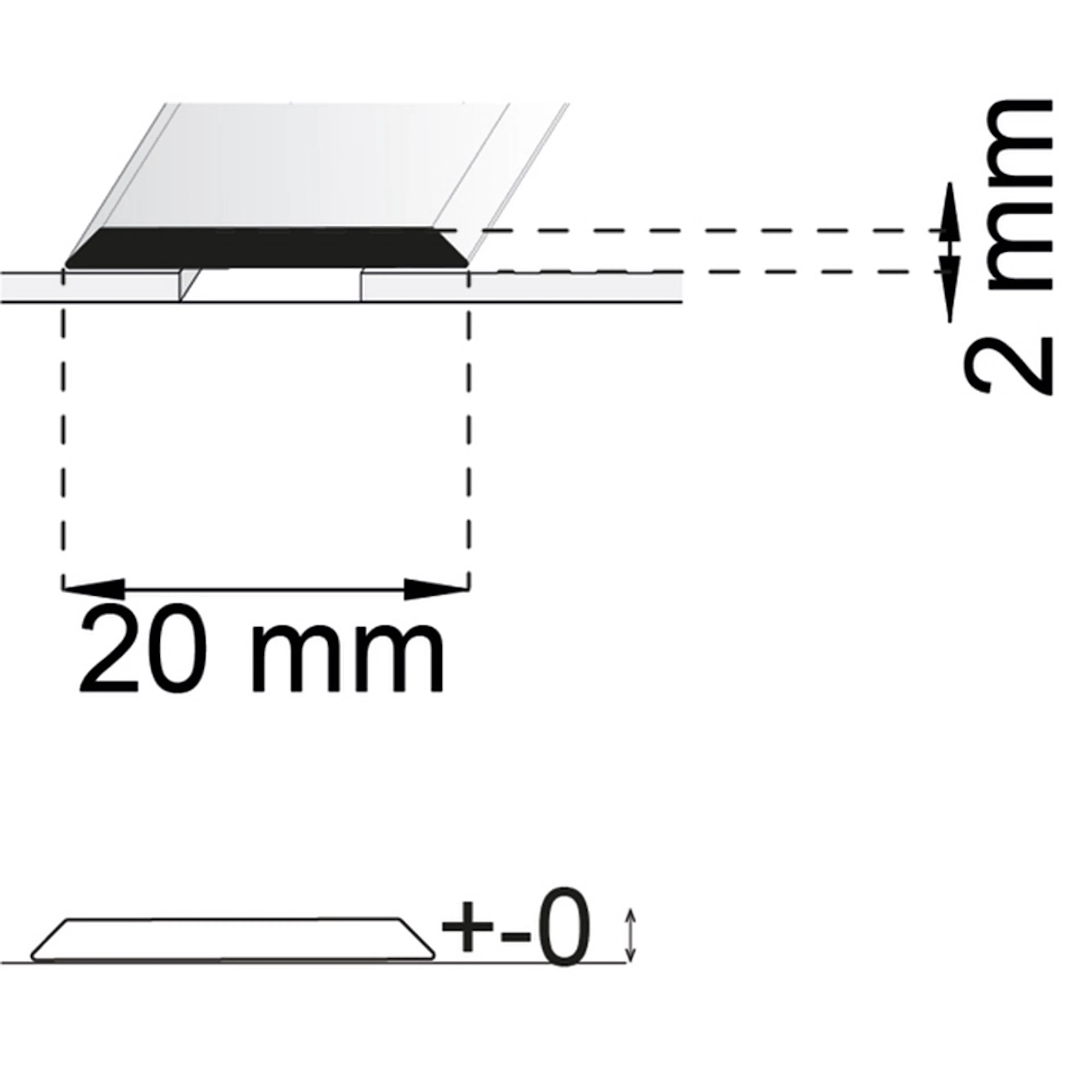 SKARVLIST SA25 RF 200CM HABO 20MM SB Längd: 2000 mm, Utförande: Rostfri