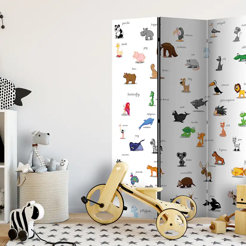 Rumsavdelare Skärmvägg Arkiio Animals For Children 135x172 cm