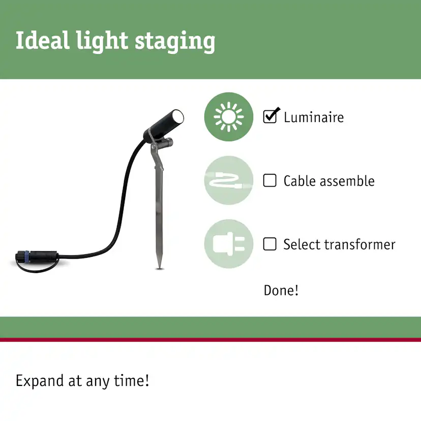Spotlight Paulmann Plantini Plug & Shine LED IP65 24V Förlängningsset 3-pack med Kabel