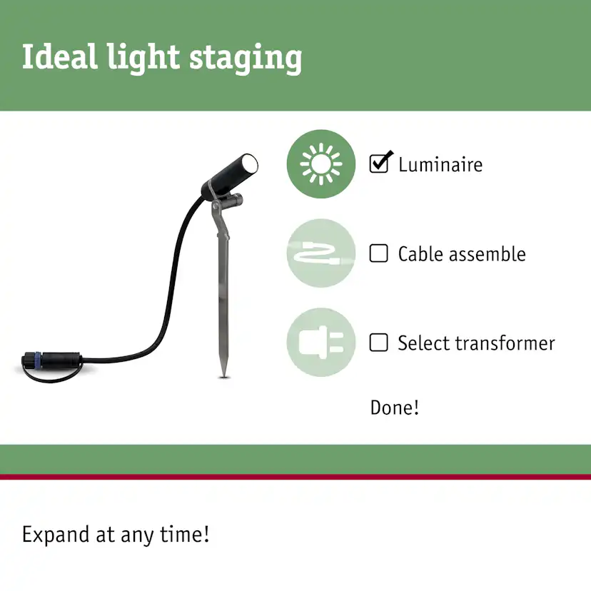 Spotlight Paulmann Plantini Plug & Shine LED IP65 24V Förlängningsset 3-pack med Kabel