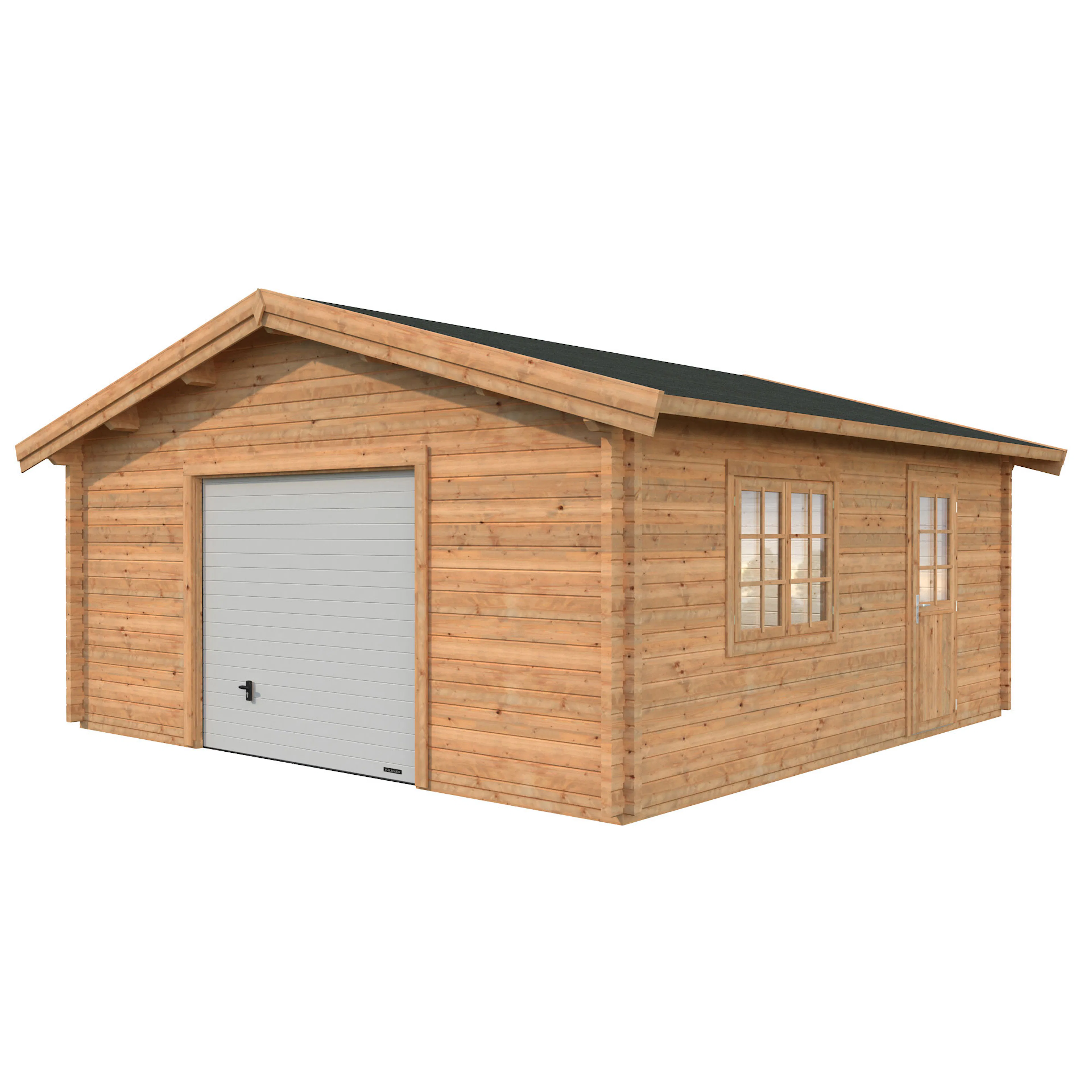 Roger 27,7 m2 with sectional door Brun dippad
