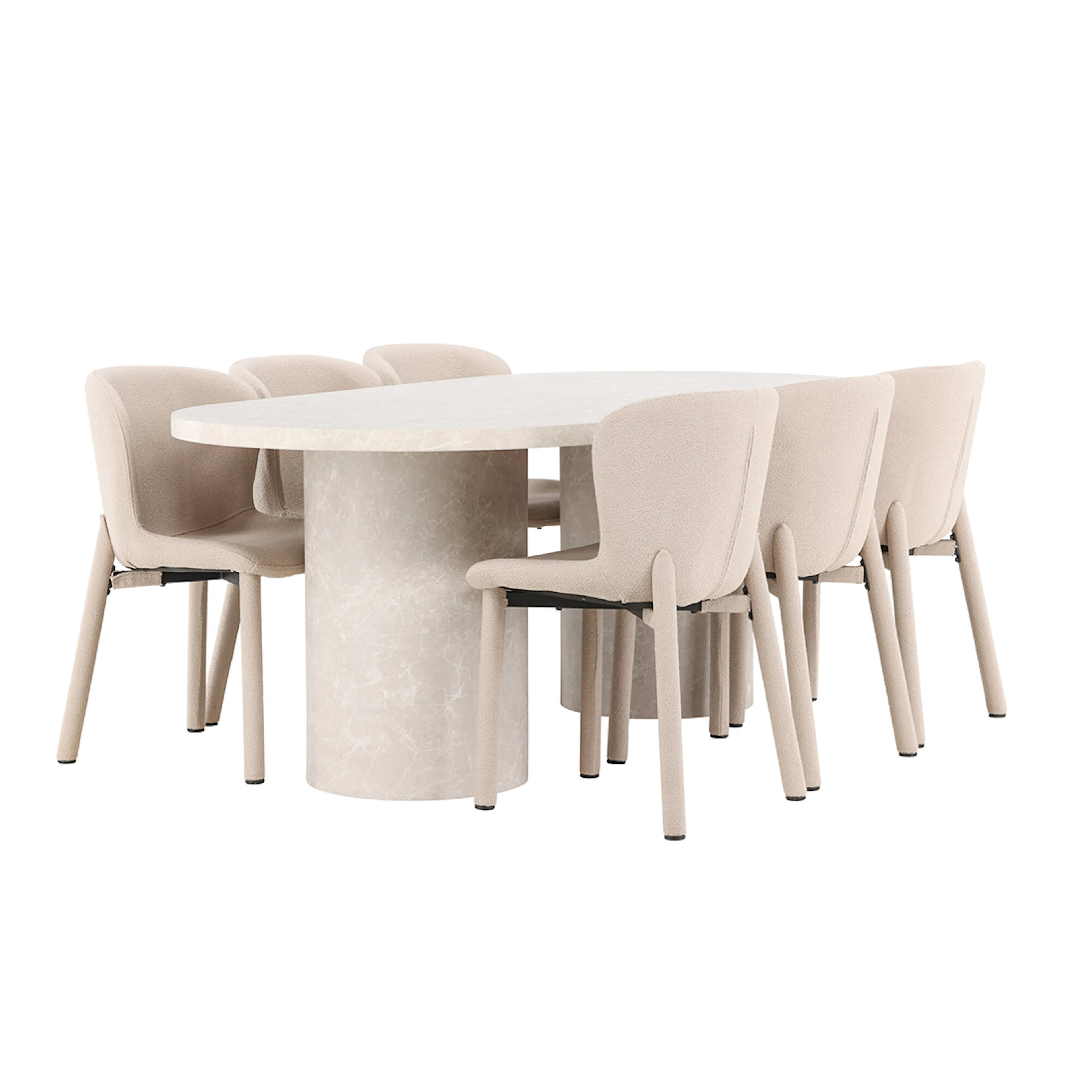 Narvik Table - Beige with 6 Astoria Chair - Beige Färg: Beige