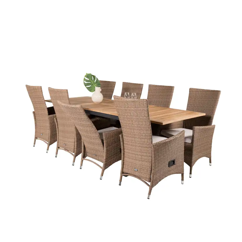Matgrupp Utomhus Venture Home Perla 160/240 med 8 Pishi KarmTrädgårdsstolar