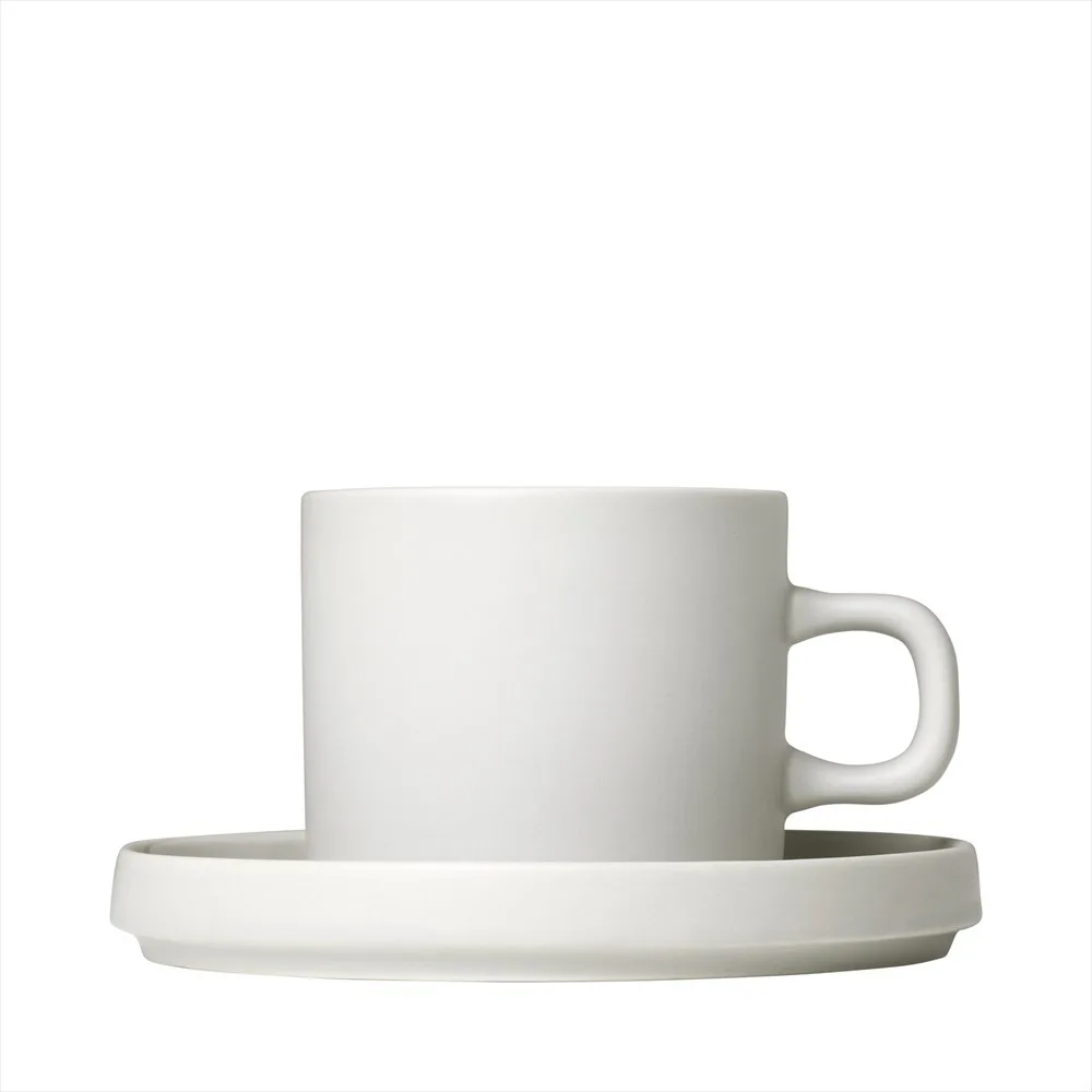 Kaffemuggar Blomus Pilar med Fat 2-pack Moonbeam