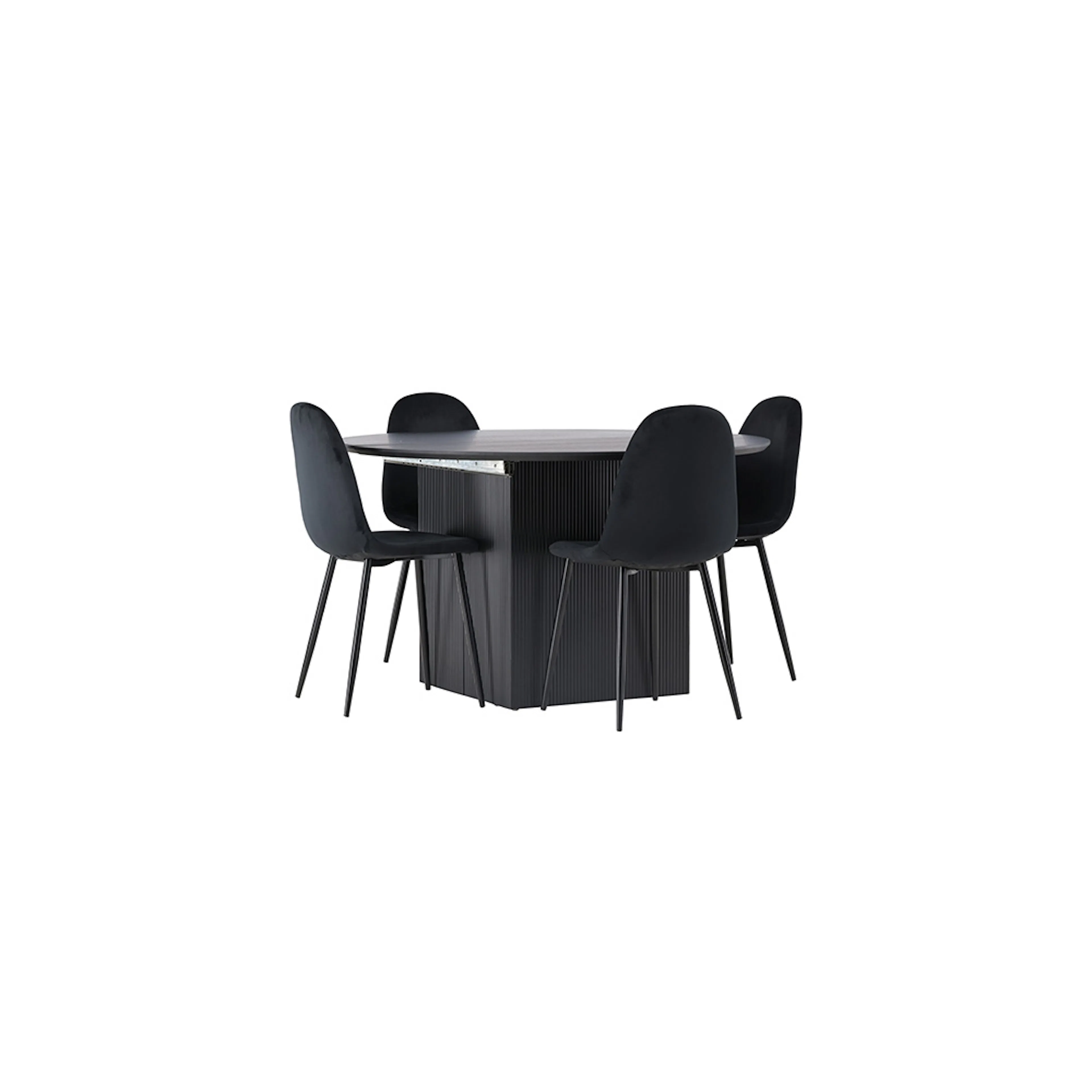 Matgrupp Venture Home Matilda med 4 Polar Sammet Stolar Svart