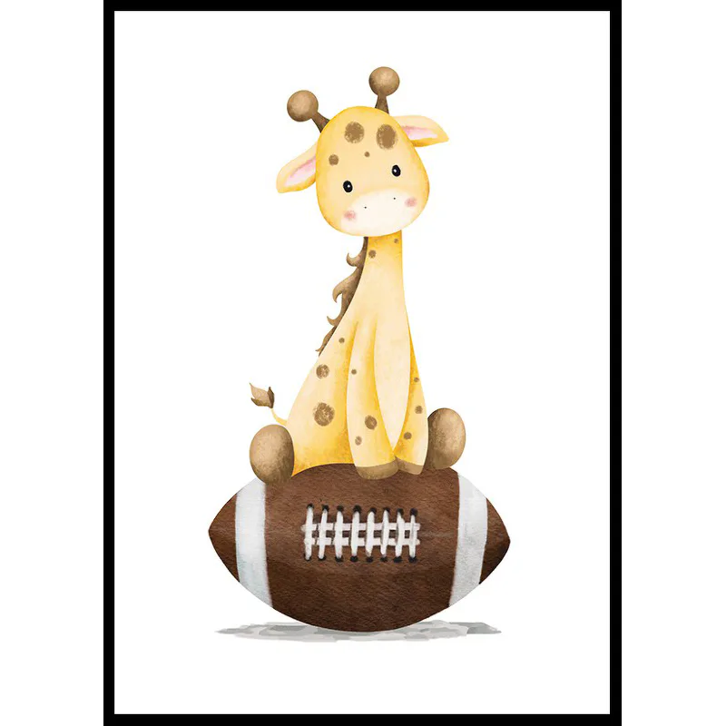 Poster Gallerix Giraffe With American Football