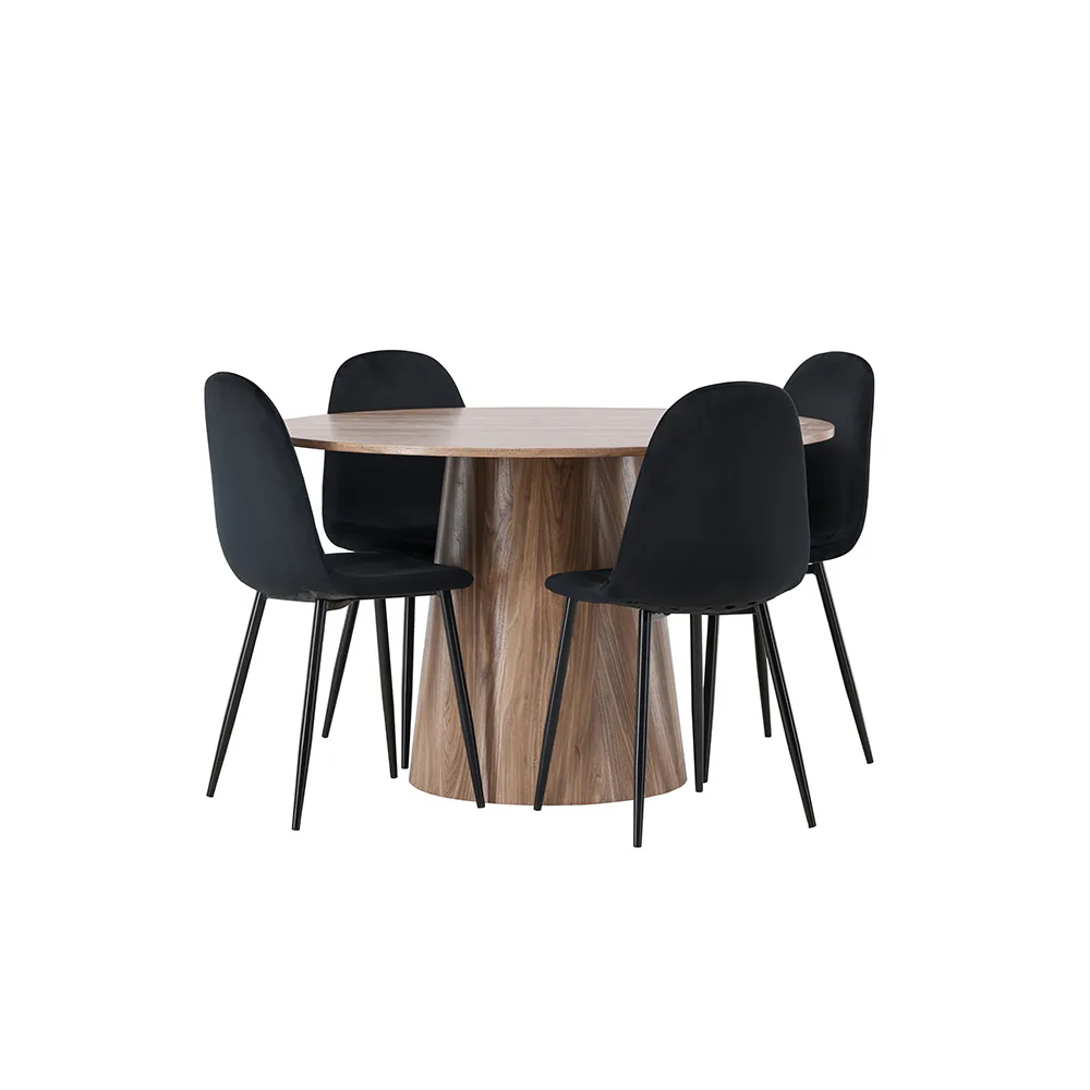 Matgrupp Venture Home Lanzo med 4 Polar Sammet Stolar