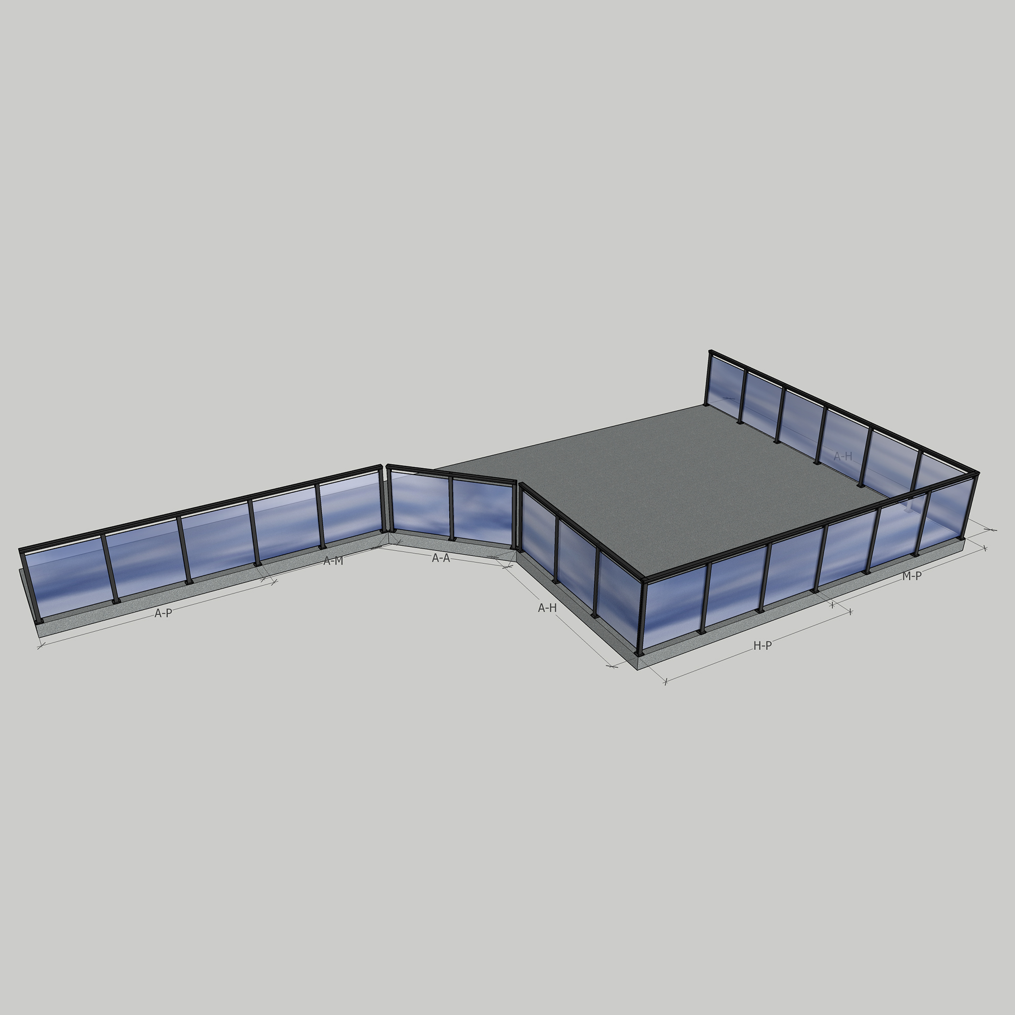 Glasräcke Novoroom Komplett Sektion A-P