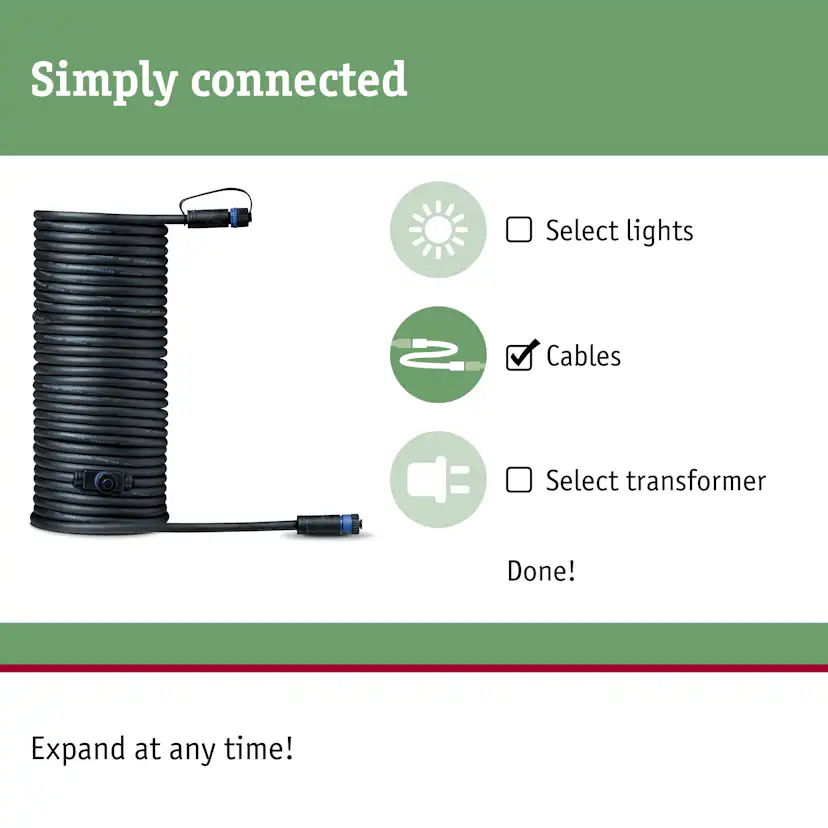 Anslutningskabel Paulmann Plug & Shine IP68 max. 150W 1in-2ut Kabellängd: 10 m