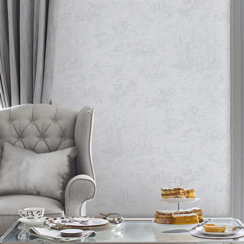 Tapet Laura Ashley Toile De Jouy Sugaröd Grå 118495