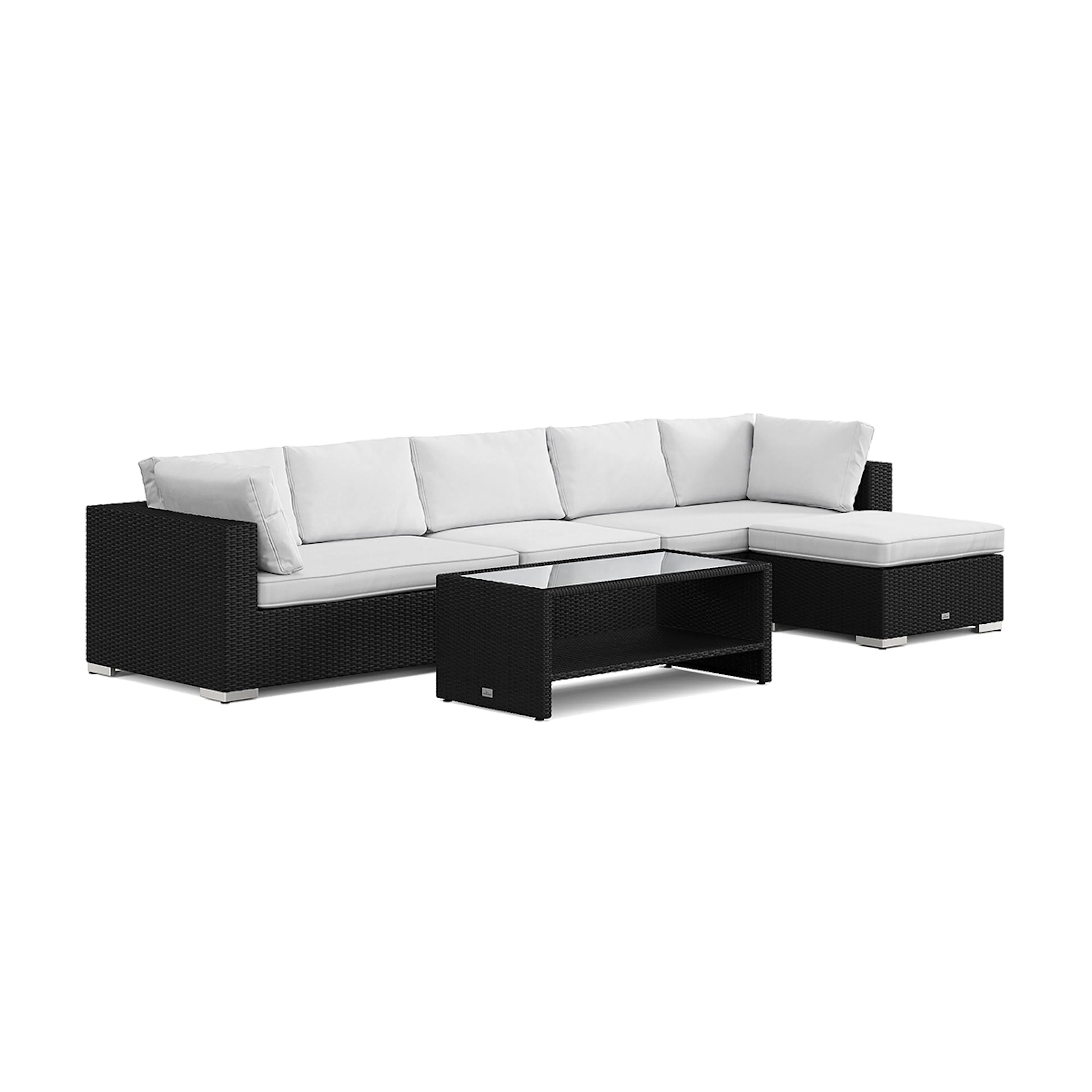 Loungegrupp Comfort Garden Bahamas utomhus divansoffa 6-sits med vändbar divan och bord med hylla