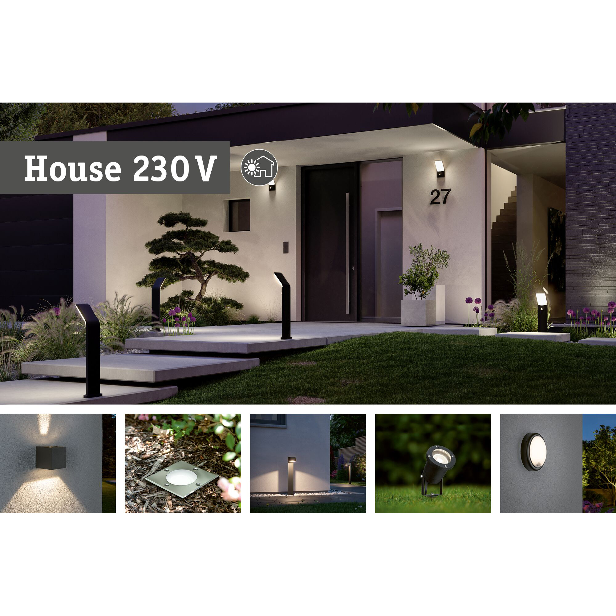 Fasadbelysning LED Paulmann Juntea Seawater Resistant med Skymningsstyrd rörelsedetektor IP44 230V