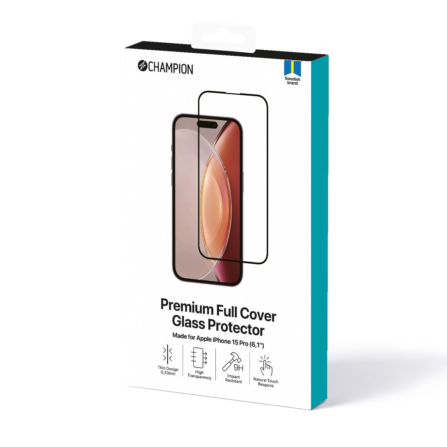 Skärmskydd Champion iPhone 15 Pro Svart