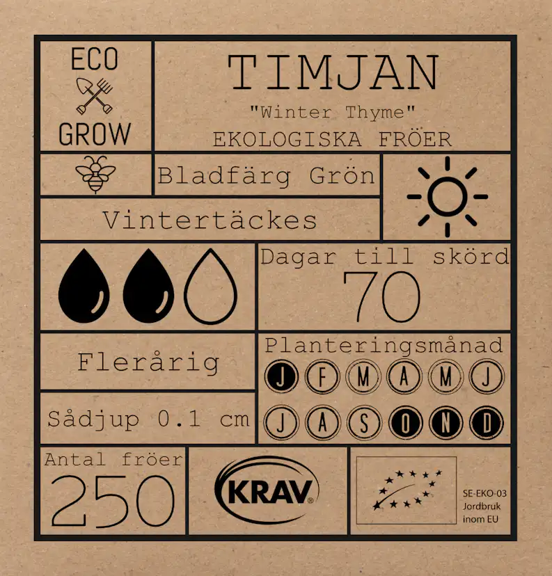 Fröpåse Eco Grow Timjan Thymus Vulgaris