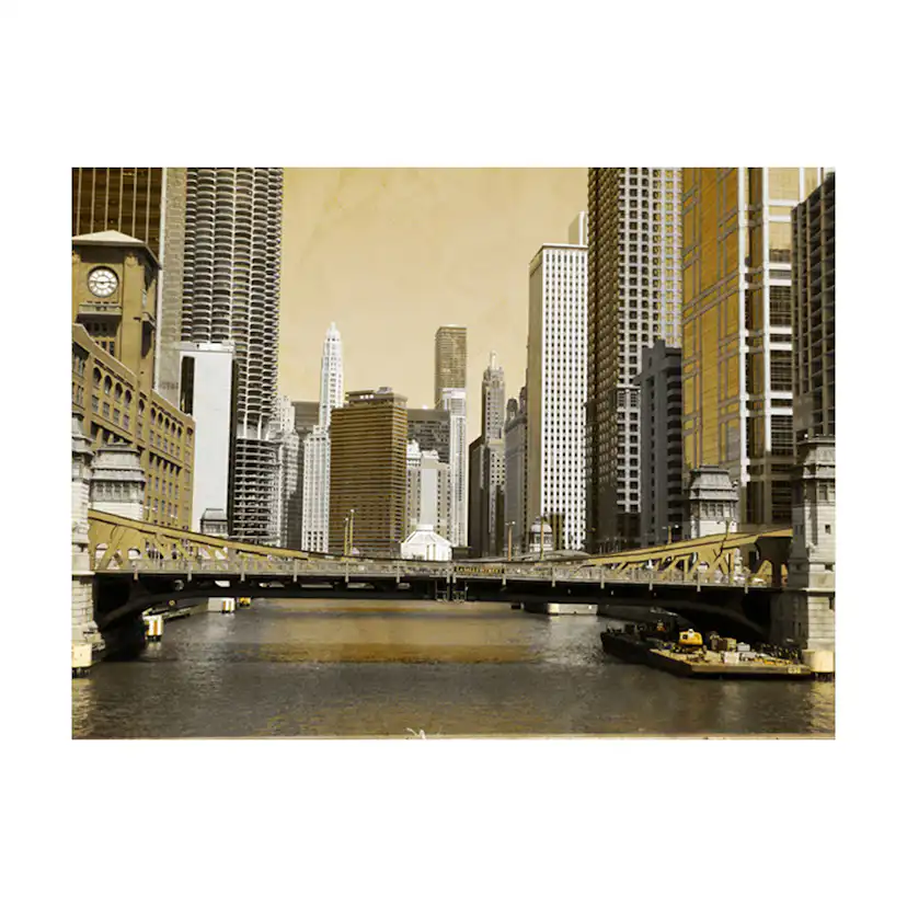 Fototapet Arkiio Chicagos Brygga Tappning Effekt