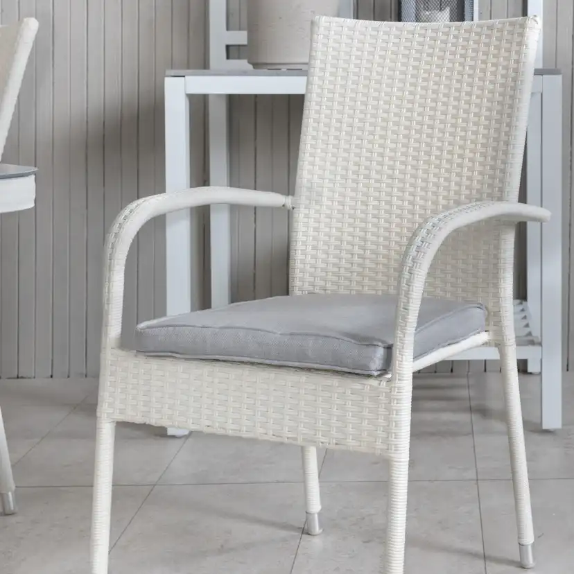 Virya Dining Table - White Alu / Grey Glass - small table+An Vit