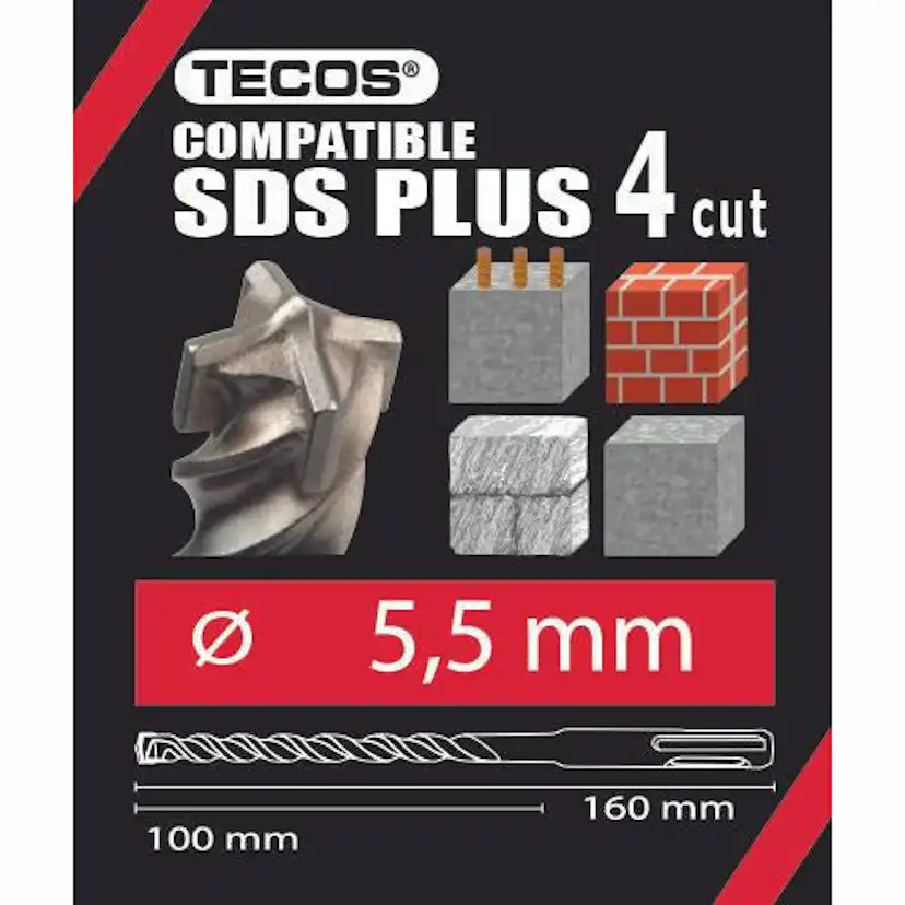Skär Tecos SDS Plus 4-Skär