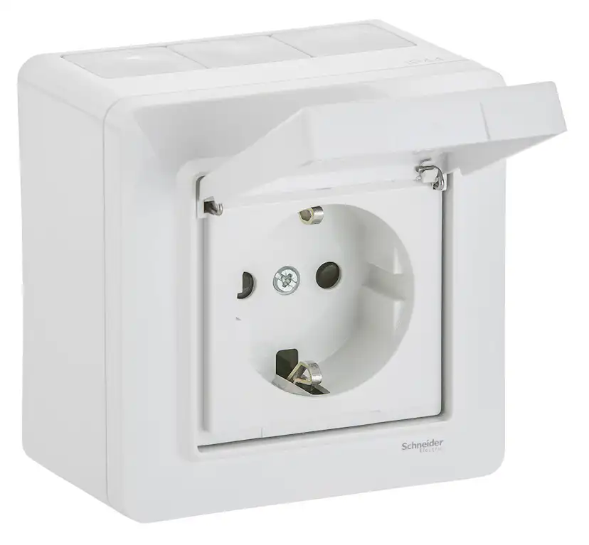 Vägguttag Schneider Electric Exxact med Lock