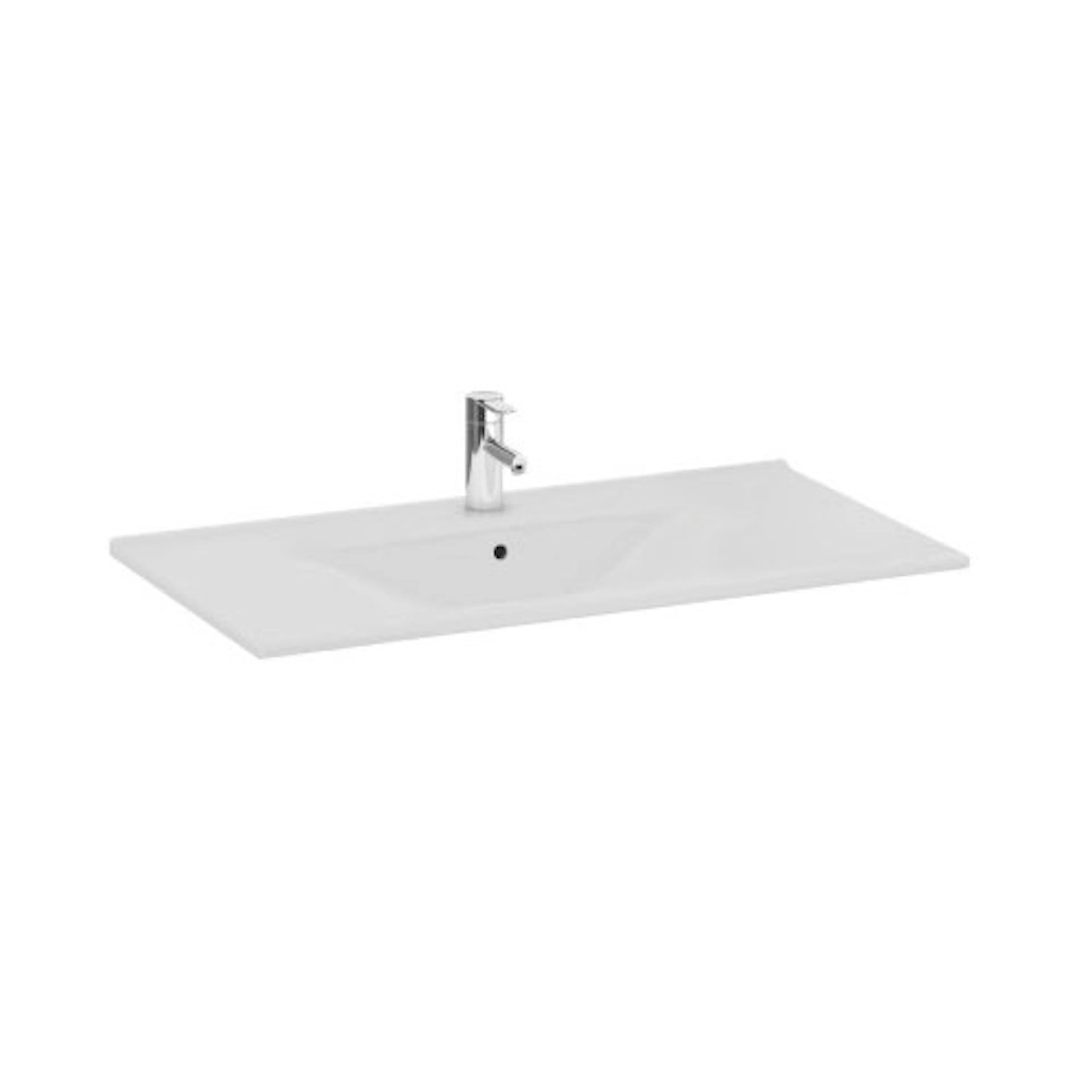 Elegant möbeltvättställ: Vit/Clean, 91x47cm, Hål, Överfyll Bredd: 910 mm