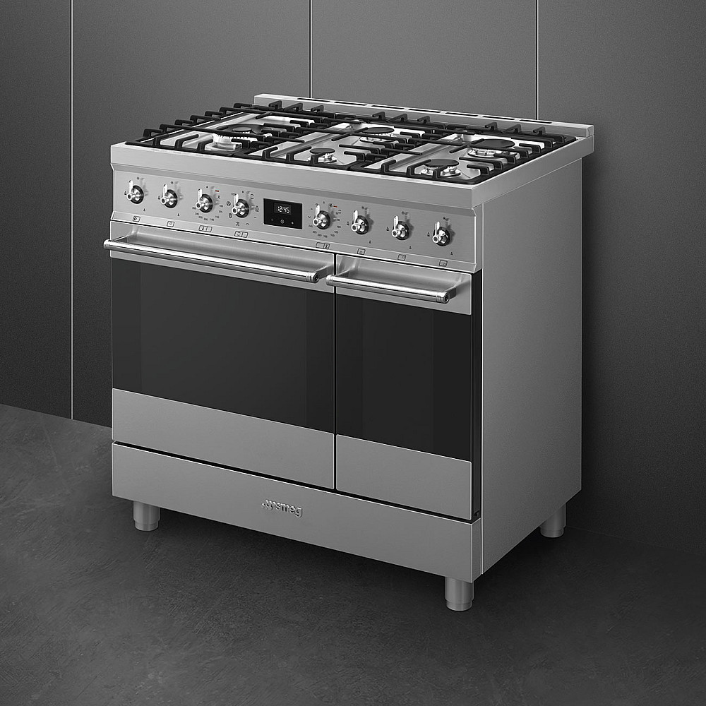 Gasspis Smeg C92GMX2 Sinfonia Rostfri med Dubbelugn och Grillfunktion