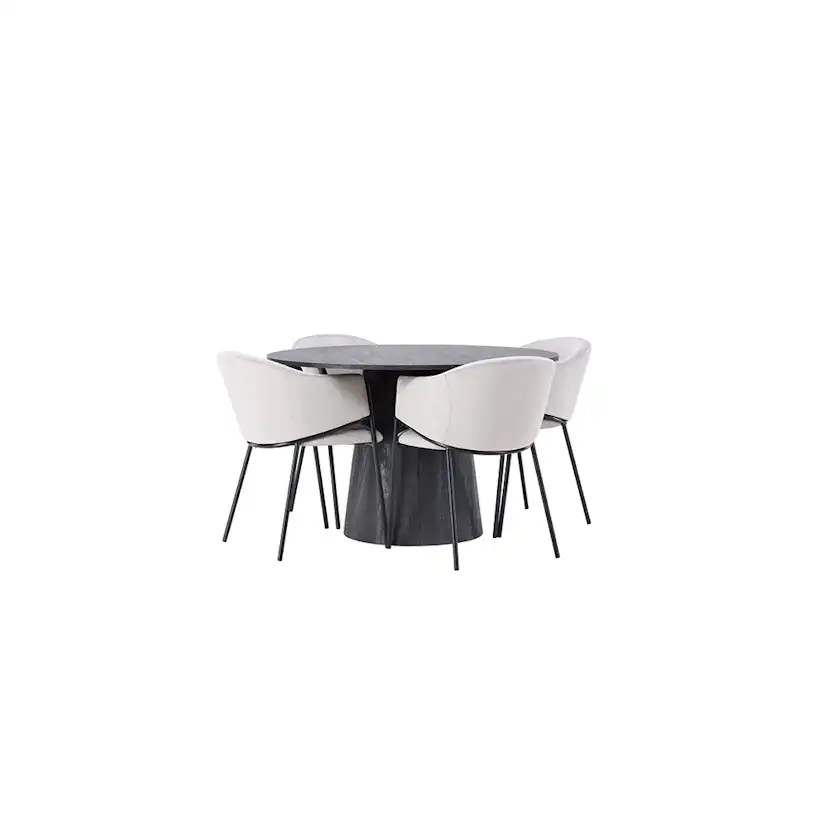 Matgrupp Venture Home Lanzo Ø120 cm med 4 st Evelina stolar