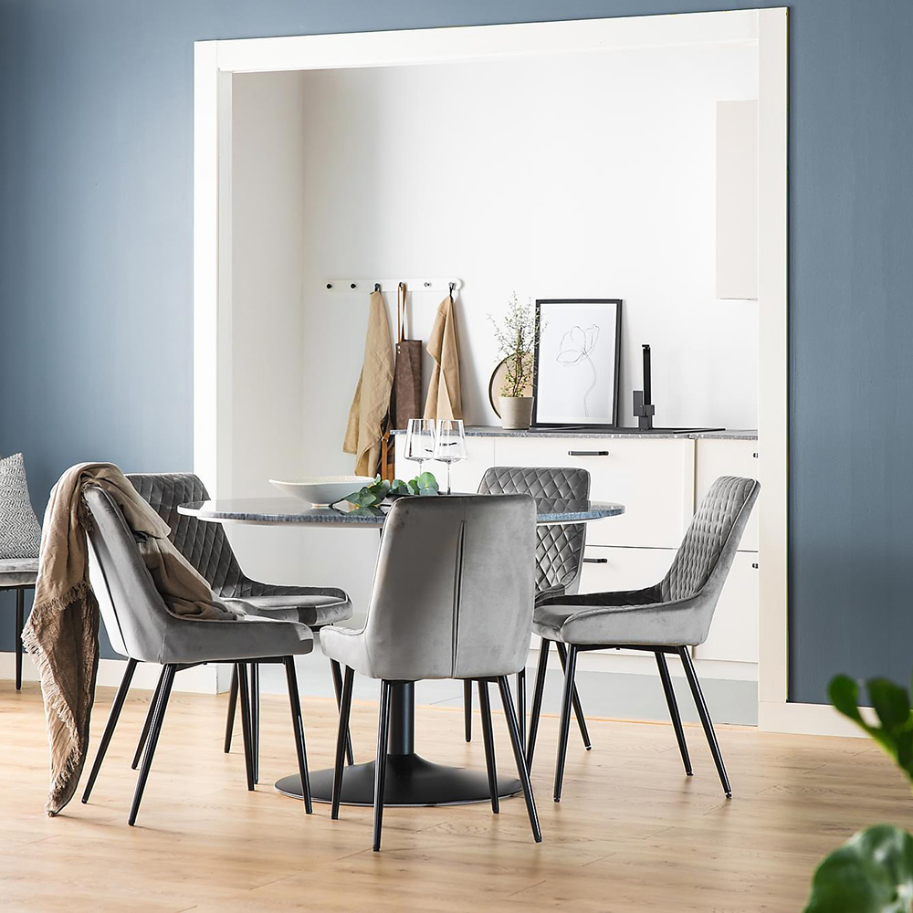 Matstol In Living Hennebyn Sammetsklädd Grå Stol 2 st