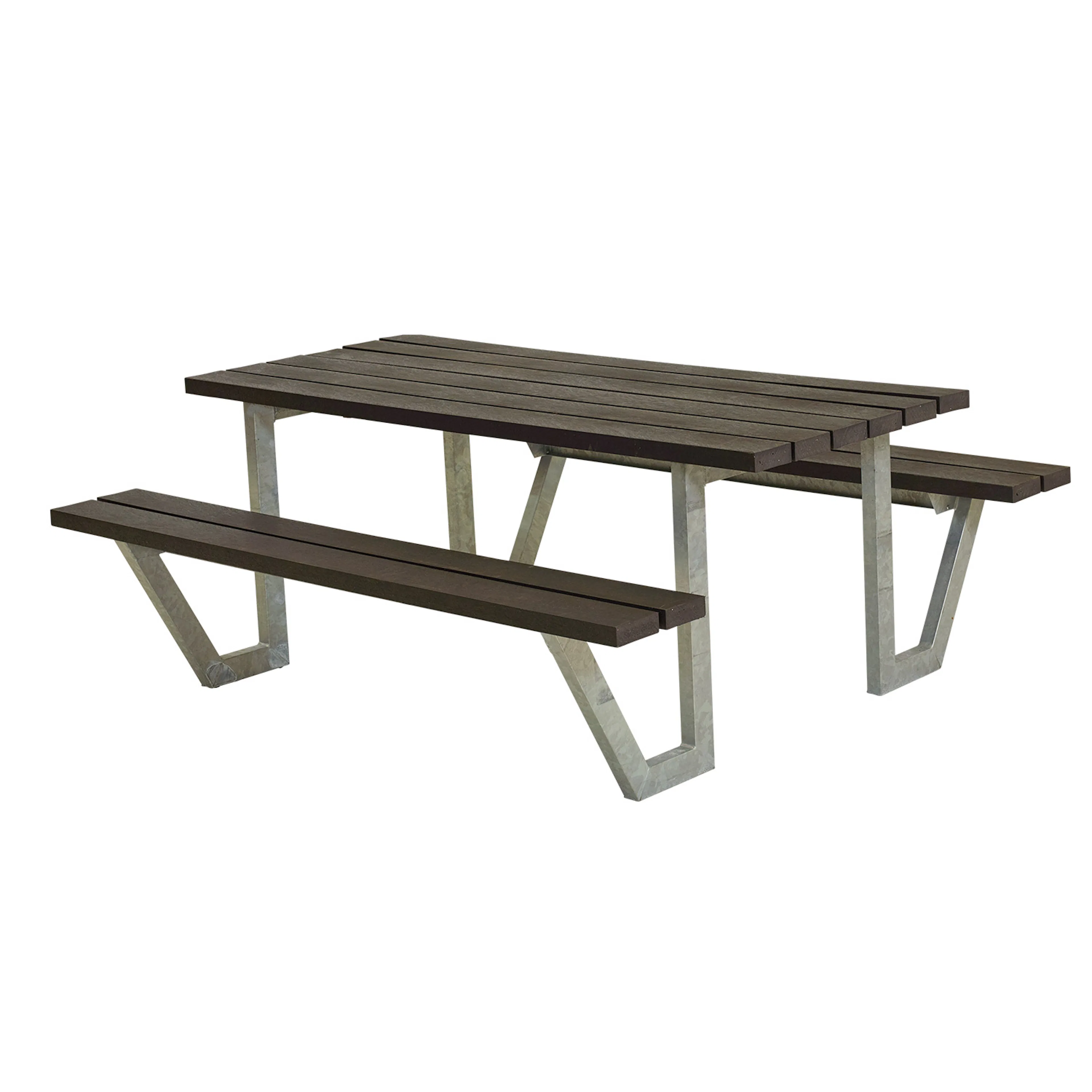 Wega Bord-/Bänkset 1770x1610x730/450  Återvunnen plast svart Svart, Utan ryggstöd, Återvunnen plast/Stål
