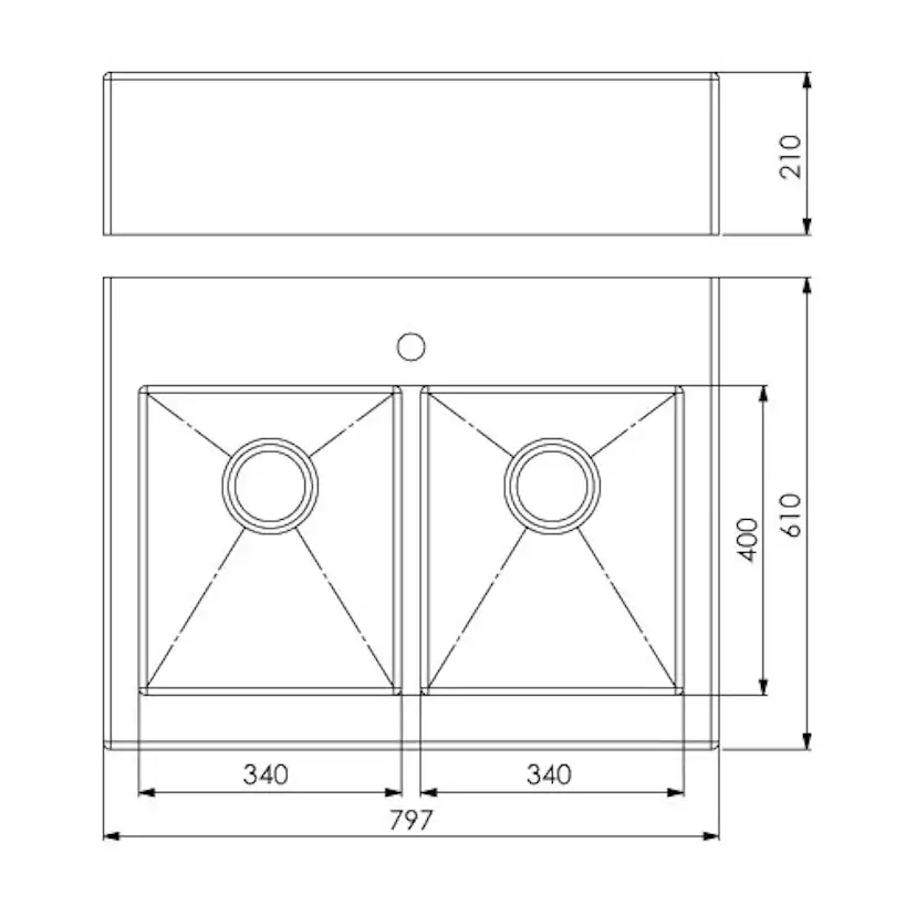 Diskho Nordic Tech Radius Solid 800 Rostfri Stål Diskho Kök 80cm