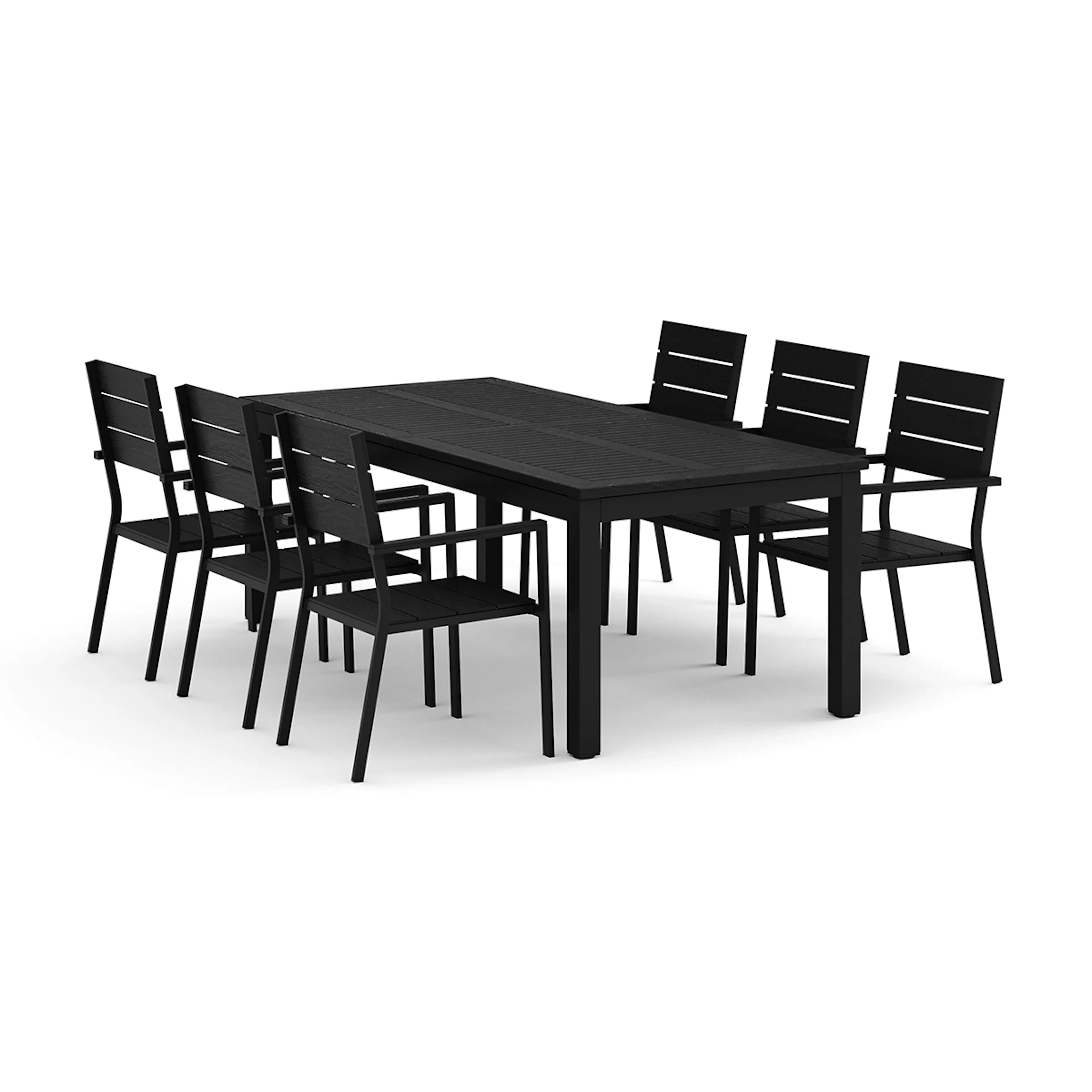 Trädgårdsgrupp Comfort Garden Monaco utomhus matgrupp förlängningsbart 210/310x90 med 6 Tunis stapelstolar