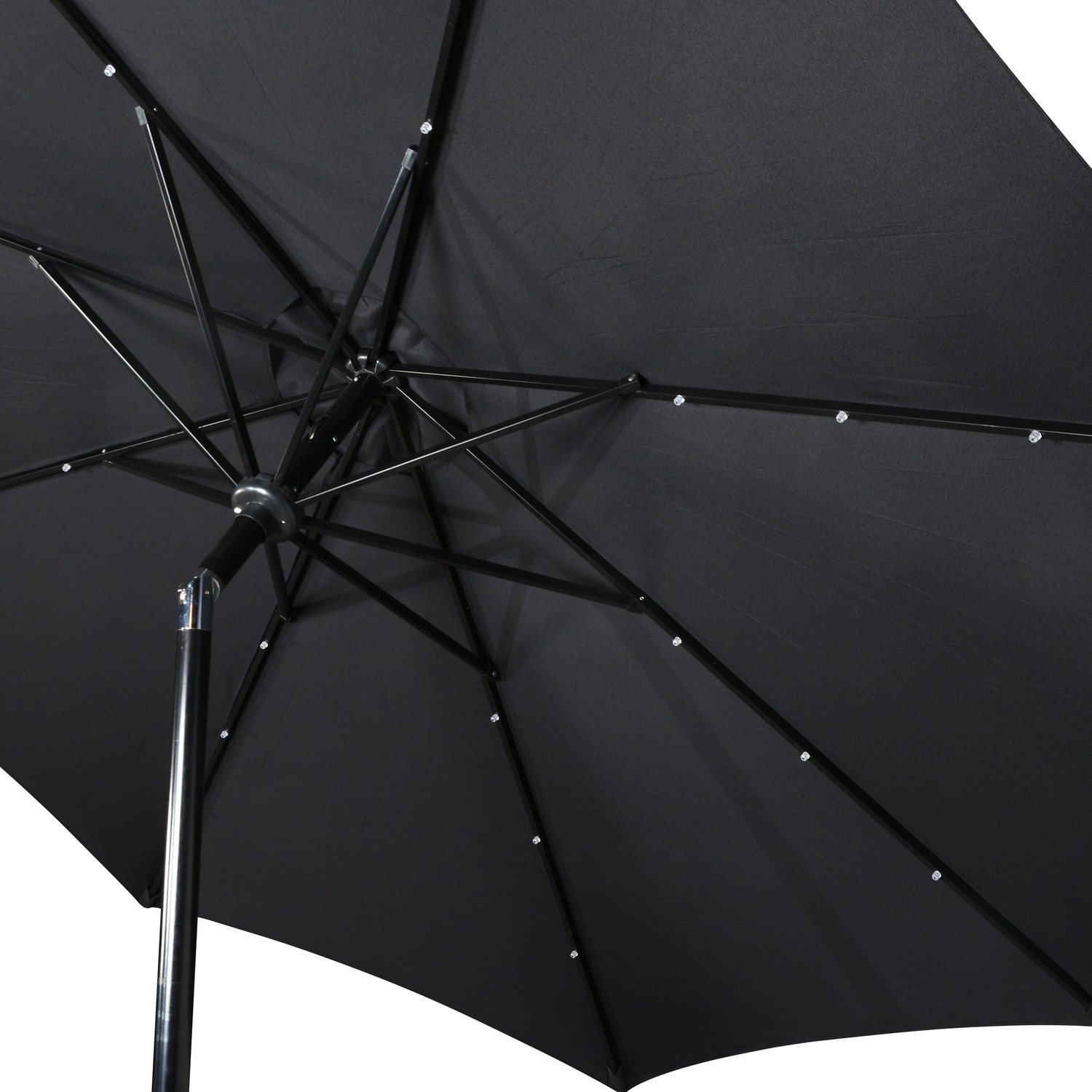 UMBRELLA W/CRANK W/SOLAR/LED W/TILT Ø3M (47340) Svart/Svart