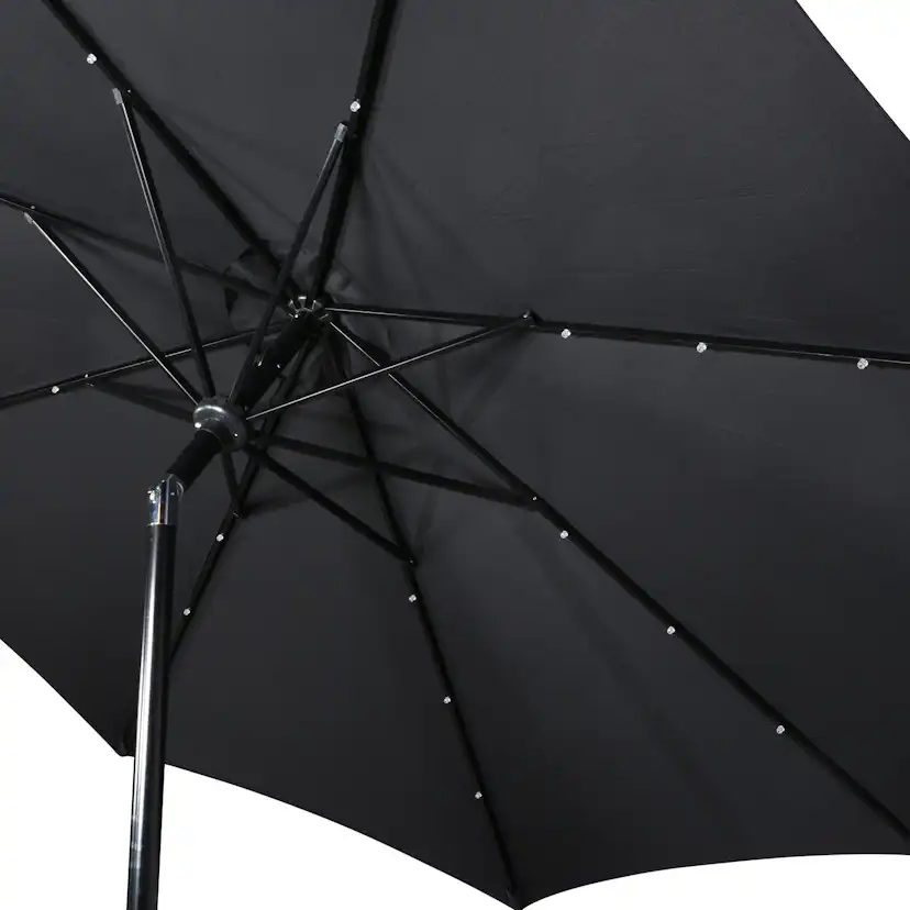UMBRELLA W/CRANK W/SOLAR/LED W/TILT Ø3M (47340) Svart/Svart