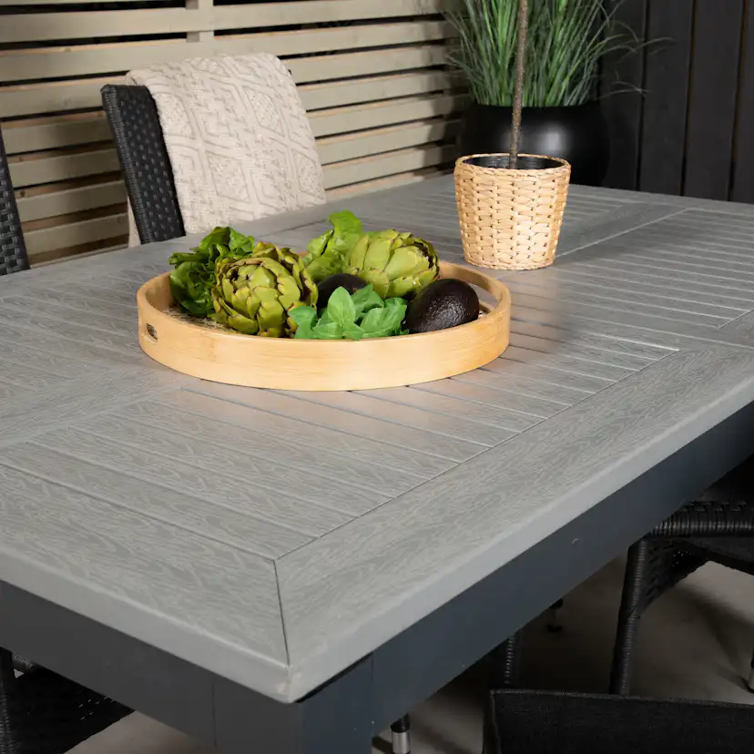 Albany Dining Table 160/240*100 - Svart Alu / Grey Aintwood+ Svart/Grå