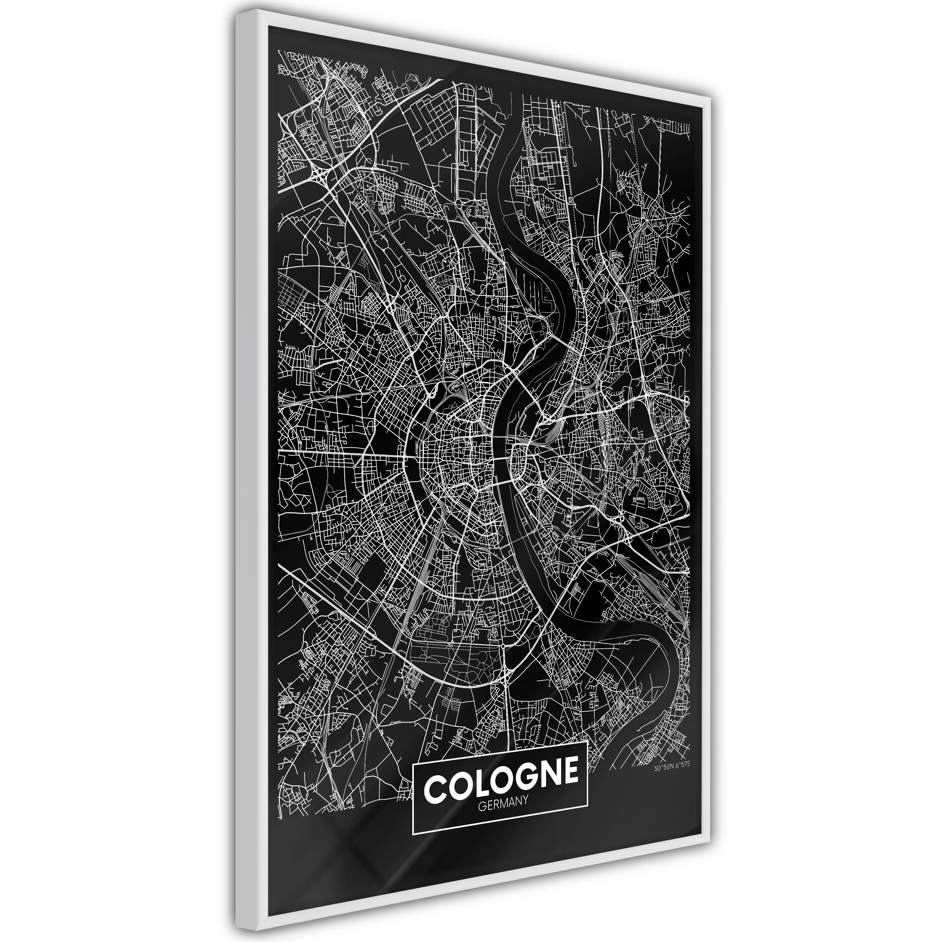 Poster Artgeist Affisch Dark Map of Cologne