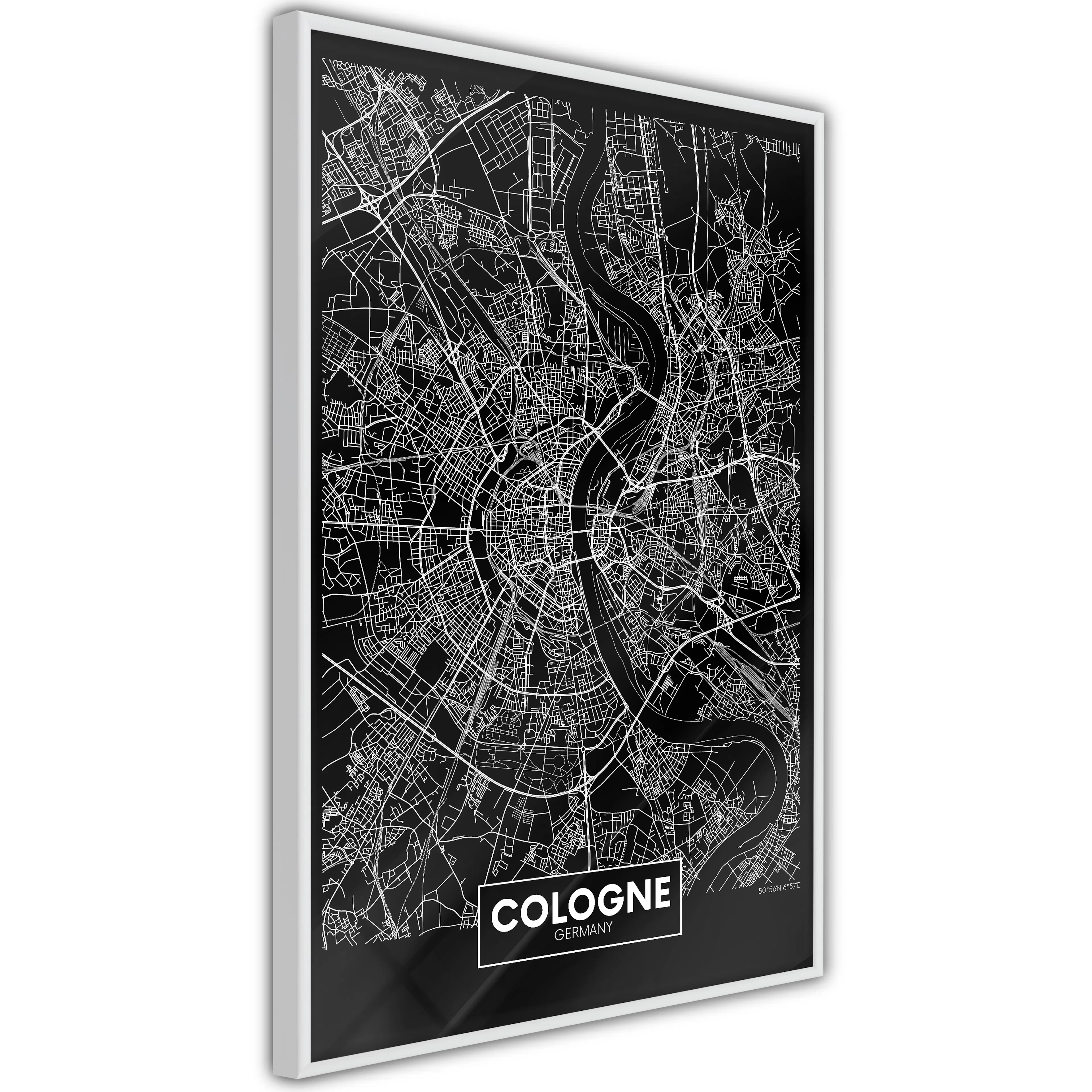 Poster Artgeist Affisch Dark Map of Cologne