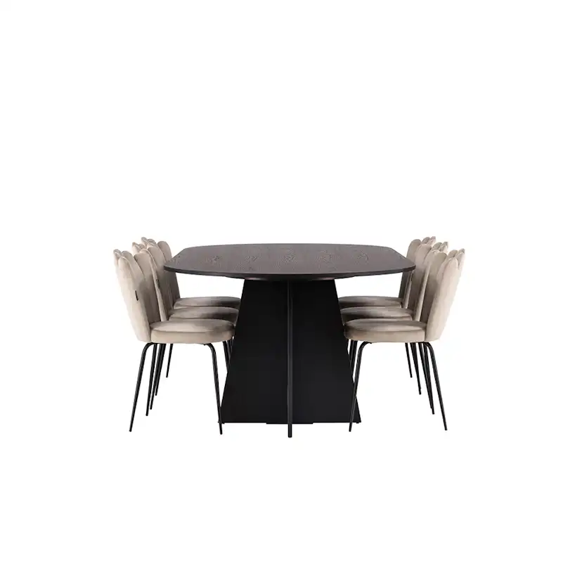 Matgrupp Venture Home Bootcut Oval med 6 Limhamn Light Stolar